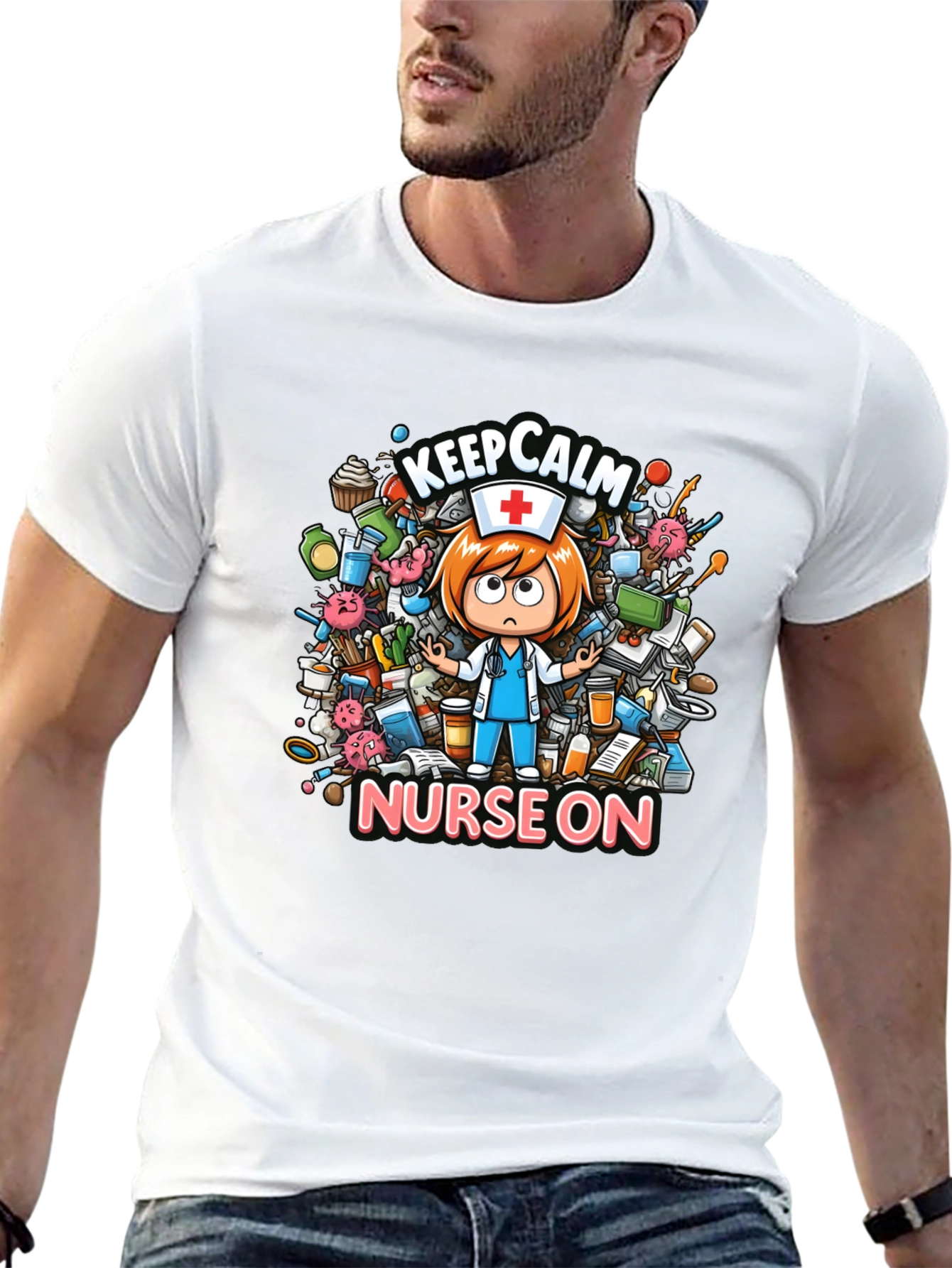 Keep Calm Nurse On Graphic T-Shirt