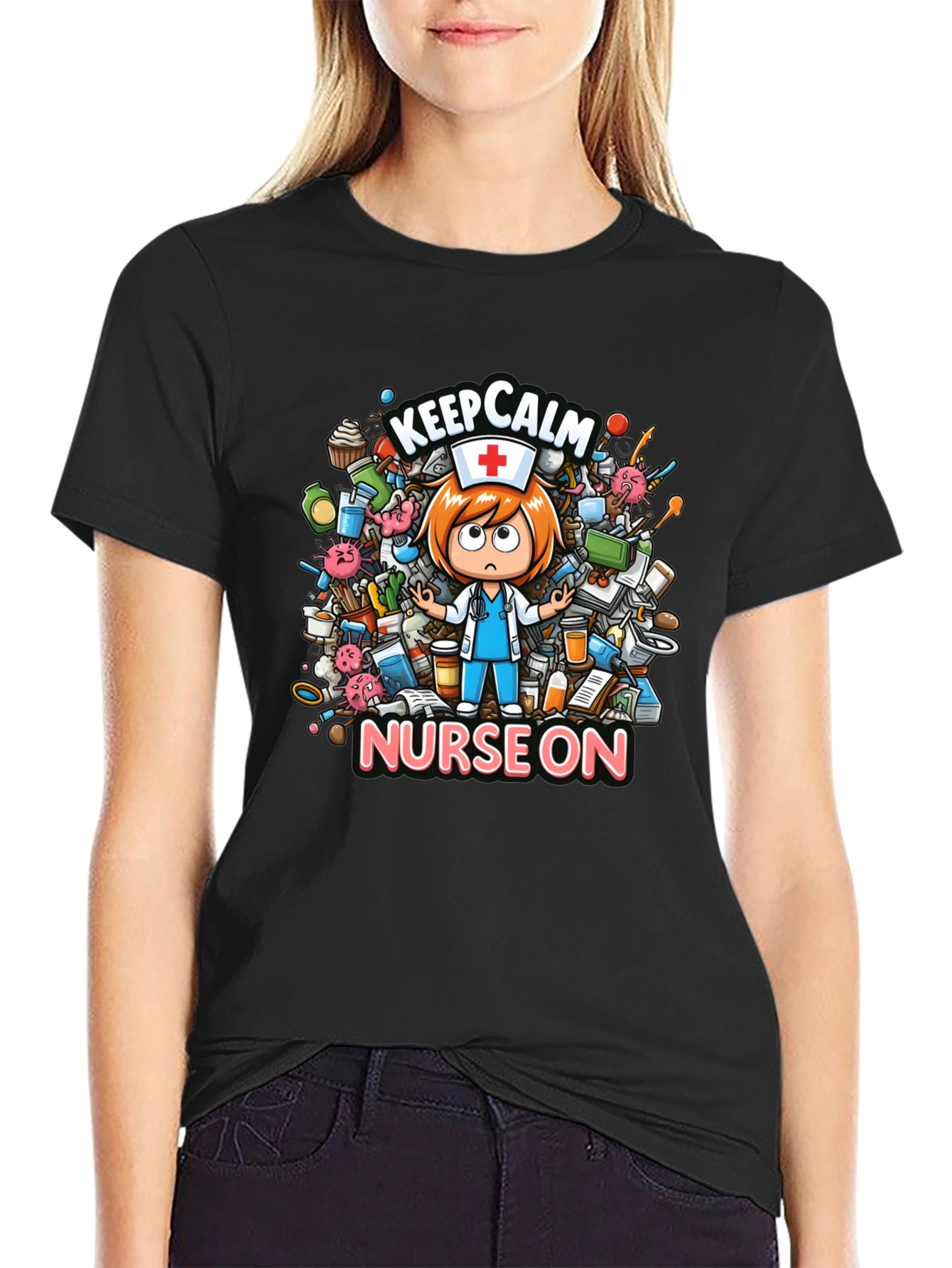 Keep Calm Nurse On Graphic T-Shirt
