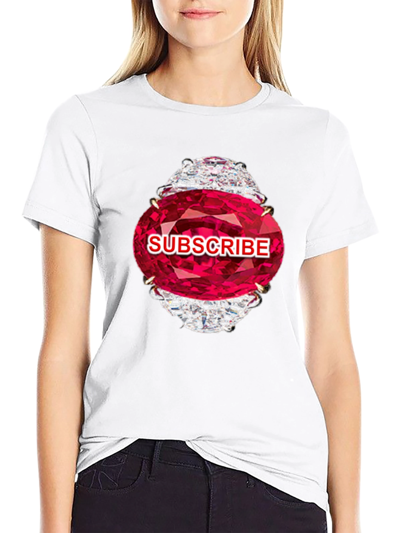 Subscribe Diamond Ring Graphic Tee - Stylish Black T-Shirt