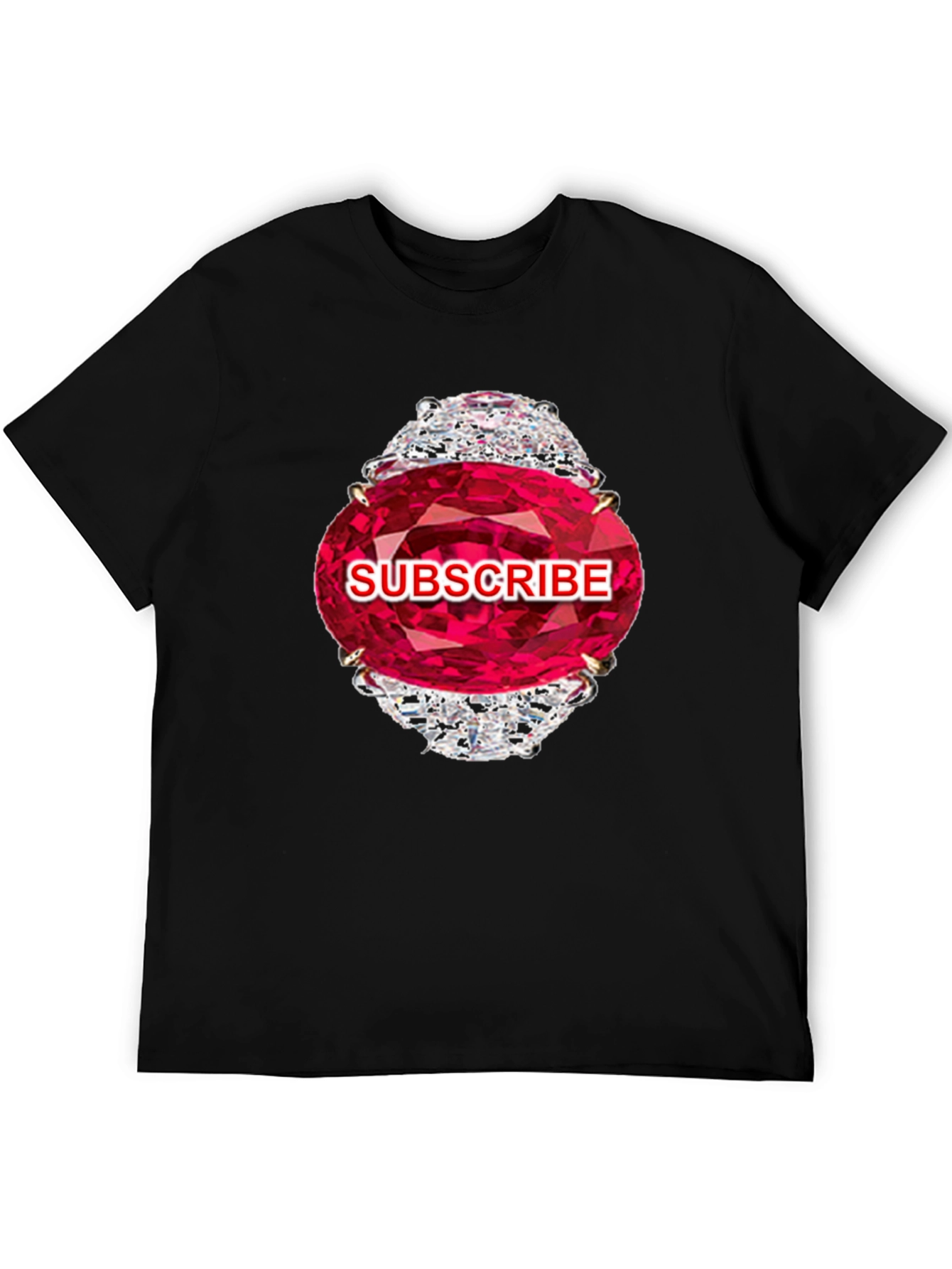 Subscribe Diamond Ring Graphic Tee - Stylish Black T-Shirt