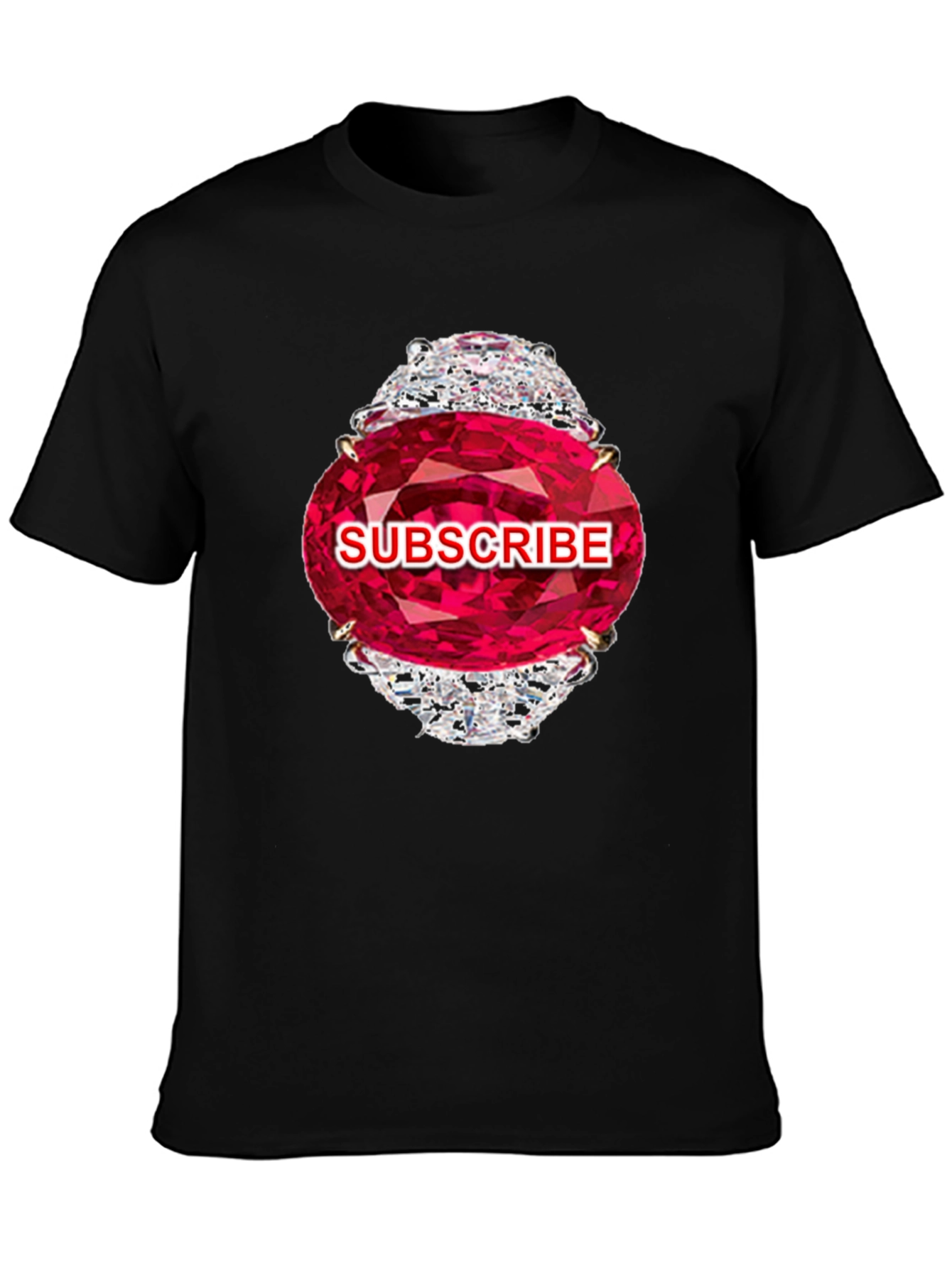 Subscribe Diamond Ring Graphic Tee - Stylish Black T-Shirt