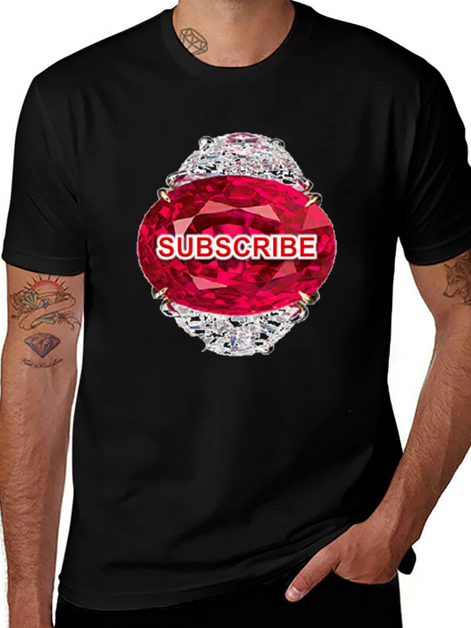 Subscribe Diamond Ring Graphic Tee - Stylish Black T-Shirt