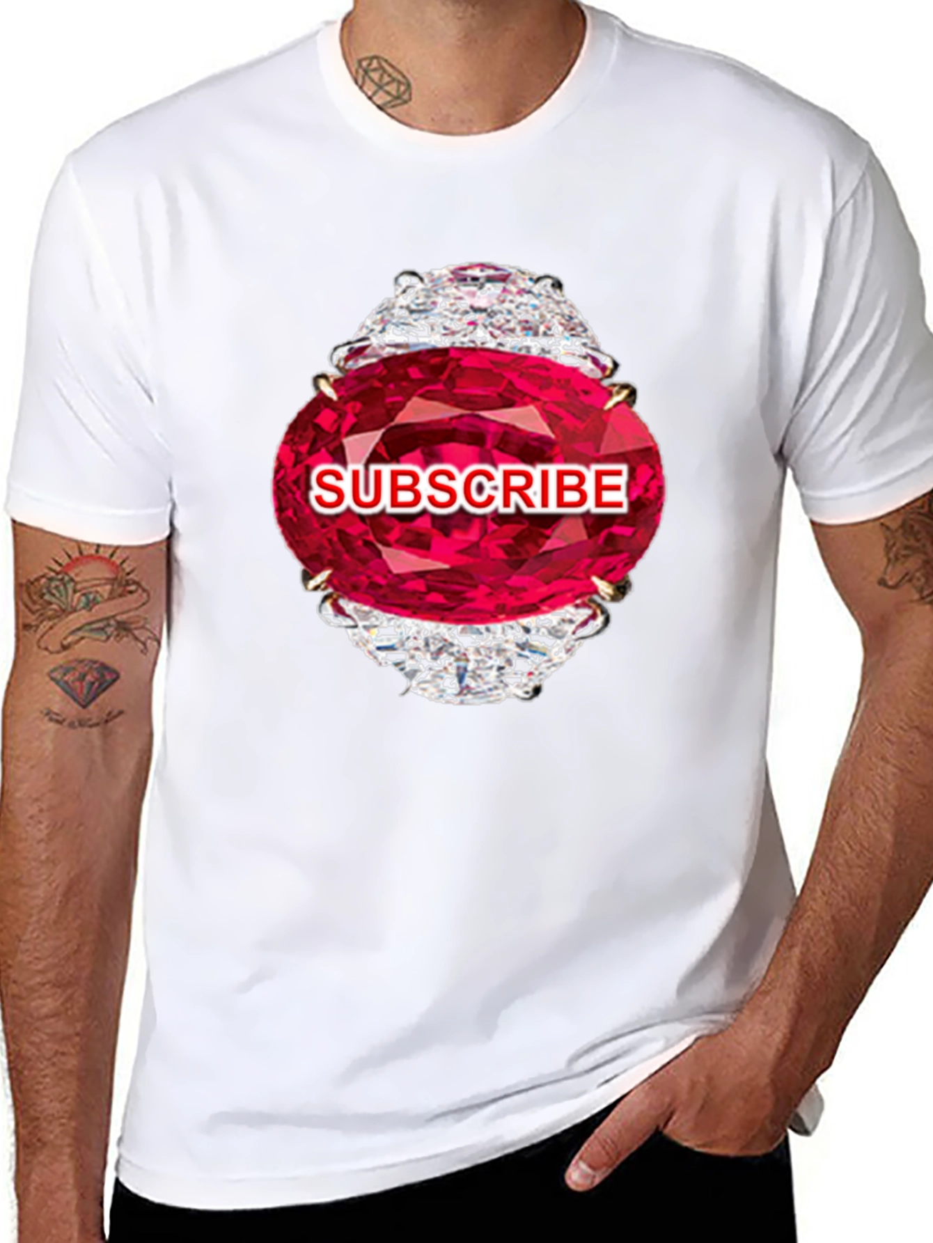 Subscribe Diamond Ring Graphic Tee - Stylish Black T-Shirt
