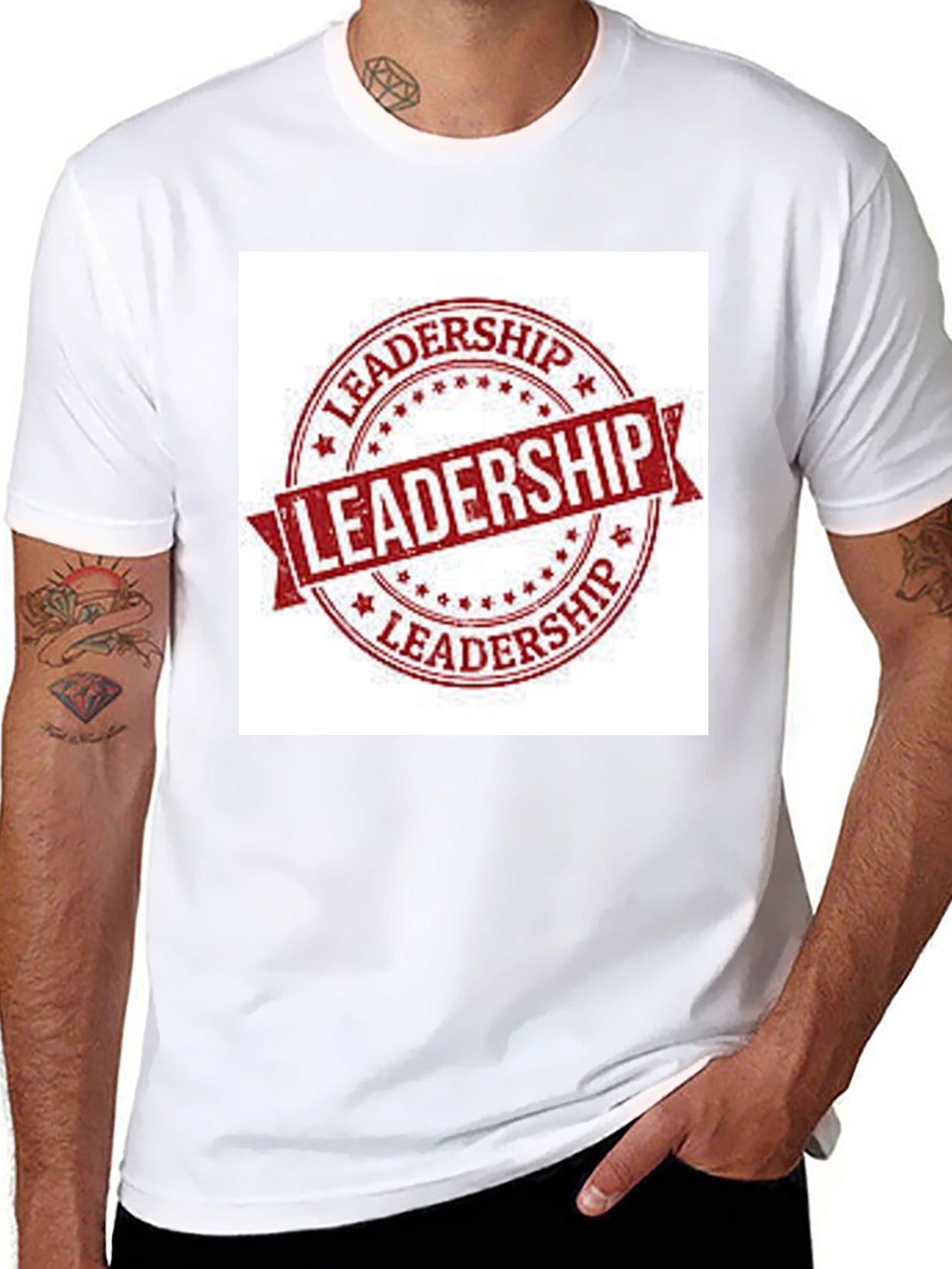 Leadership Stamp Graphic Tee - Black Cotton T-Shirt