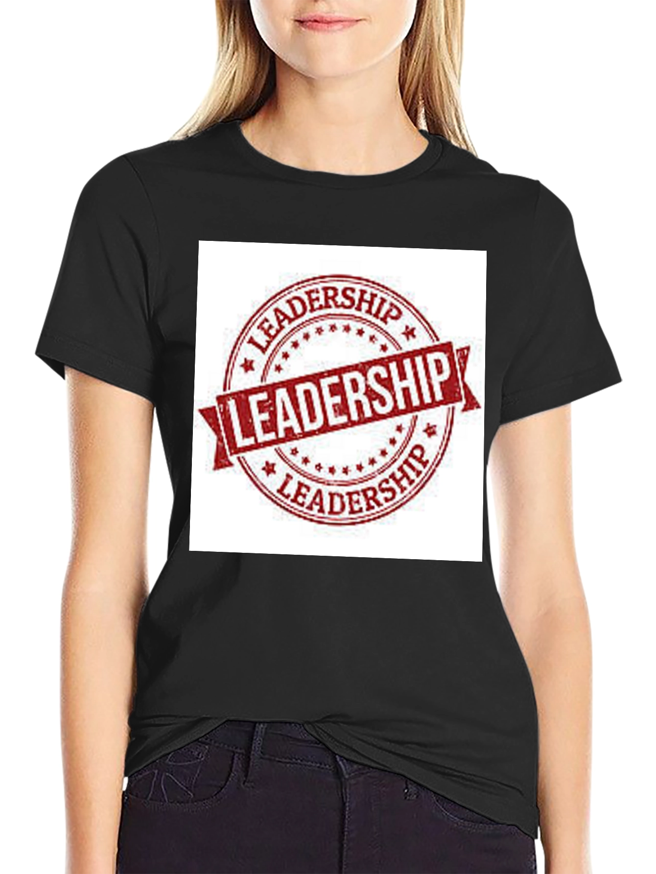 Leadership Stamp Graphic Tee - Black Cotton T-Shirt