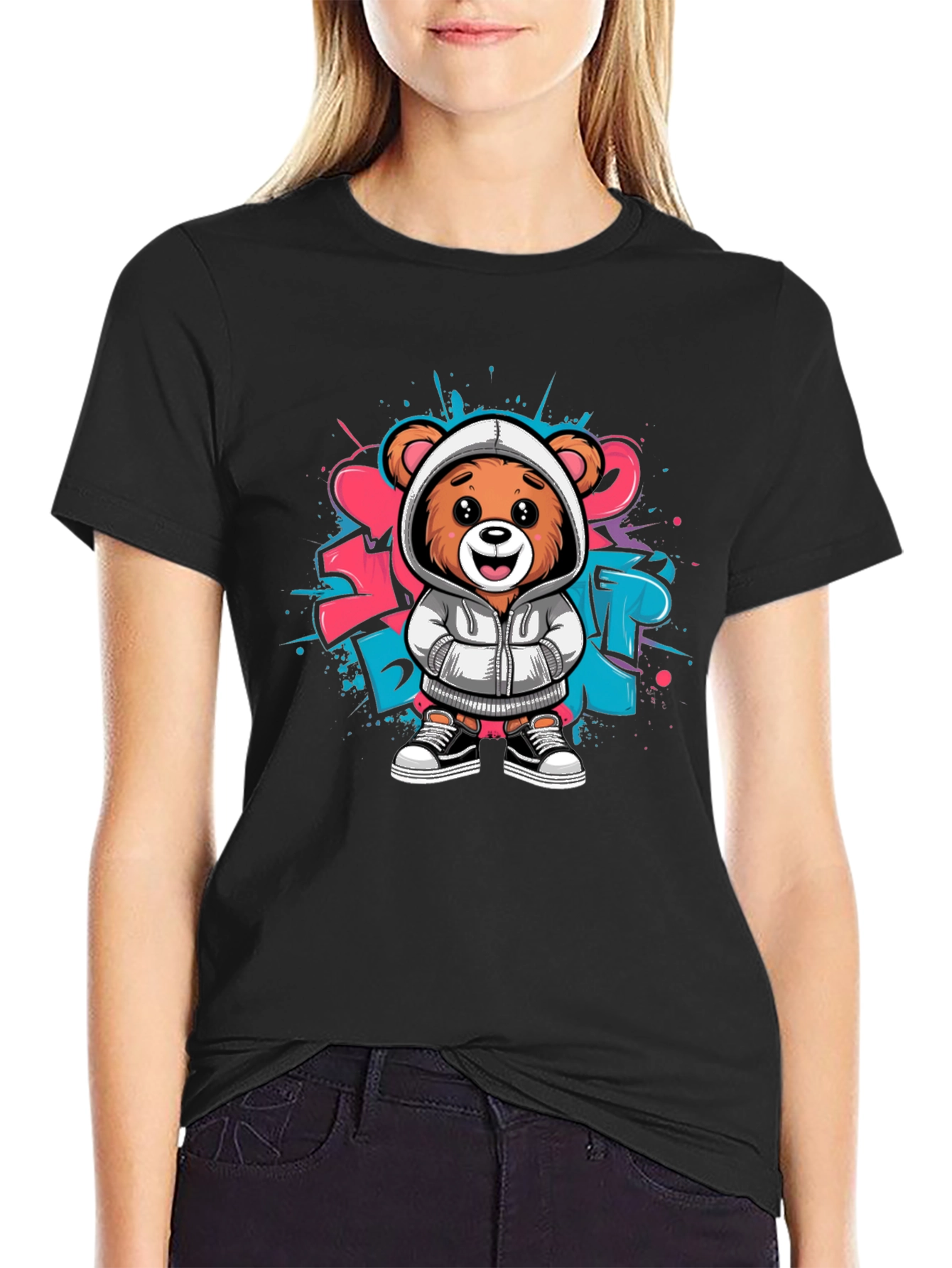 Urban Style Bear Graphic Tee - Cool & Trendy