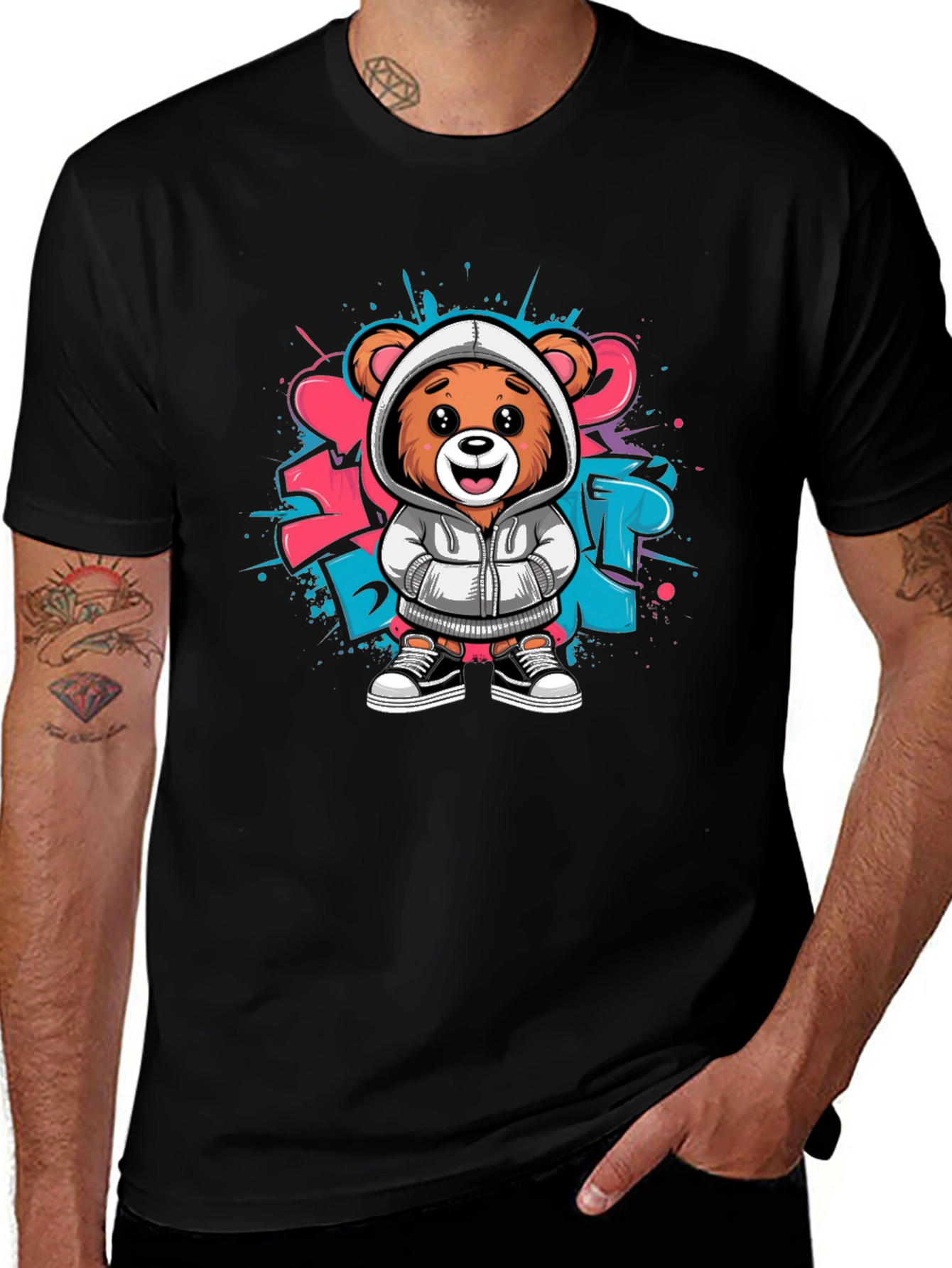 Urban Style Bear Graphic Tee - Cool & Trendy