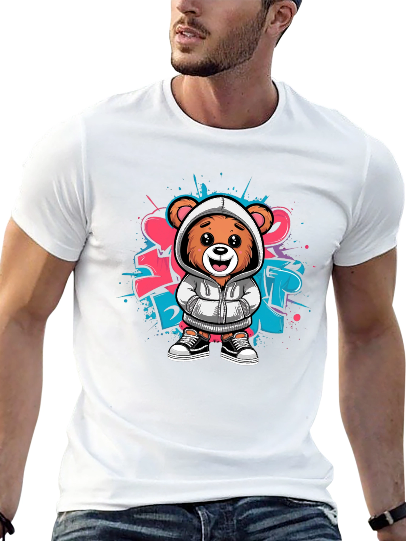 Urban Style Bear Graphic Tee - Cool & Trendy