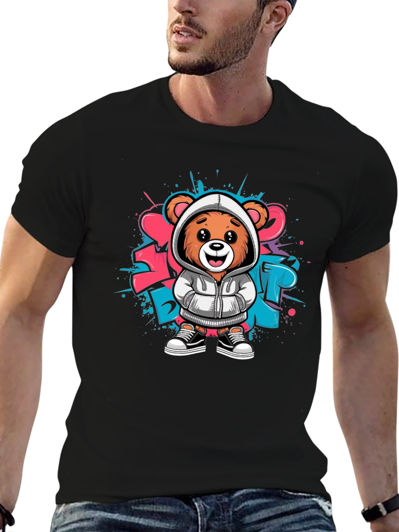 Urban Style Bear Graphic Tee - Cool & Trendy