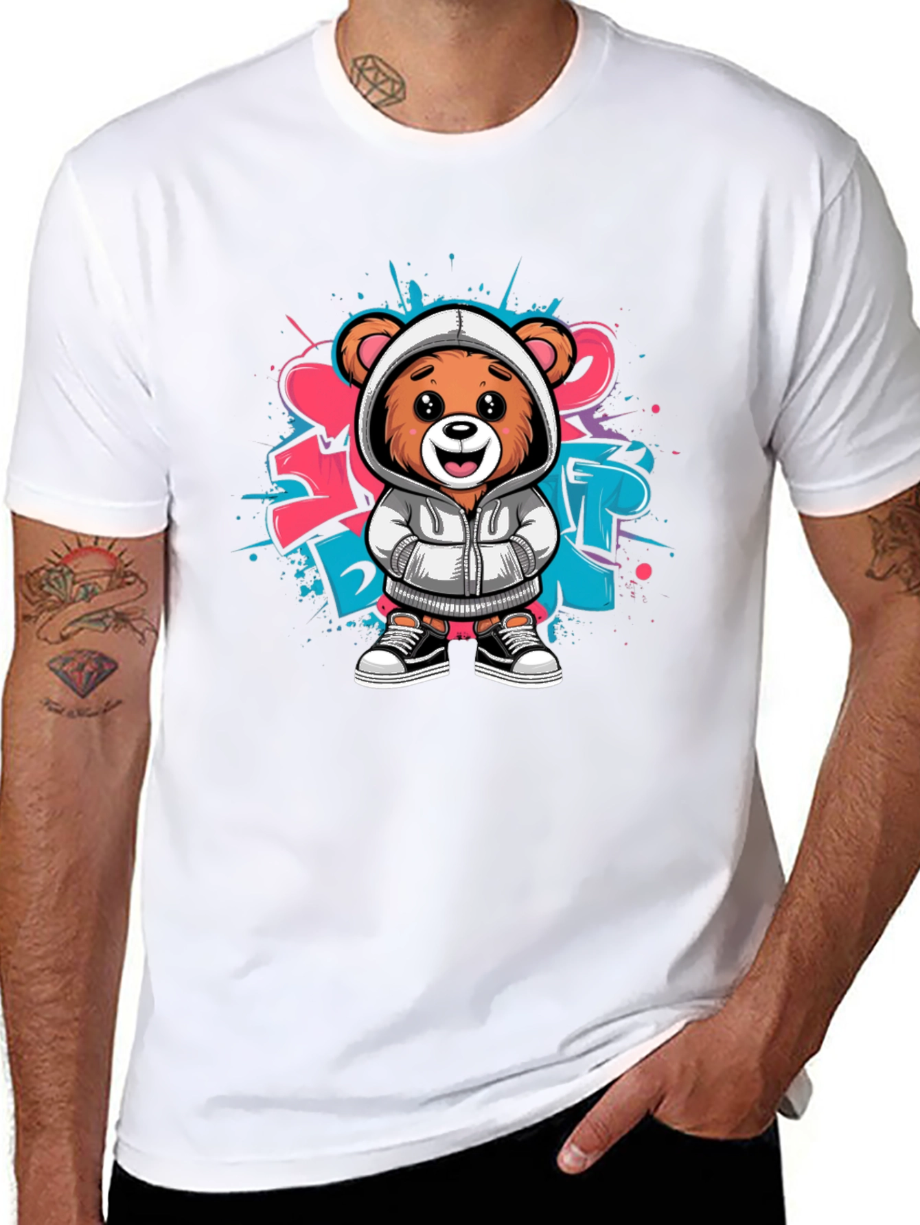 Urban Style Bear Graphic Tee - Cool & Trendy