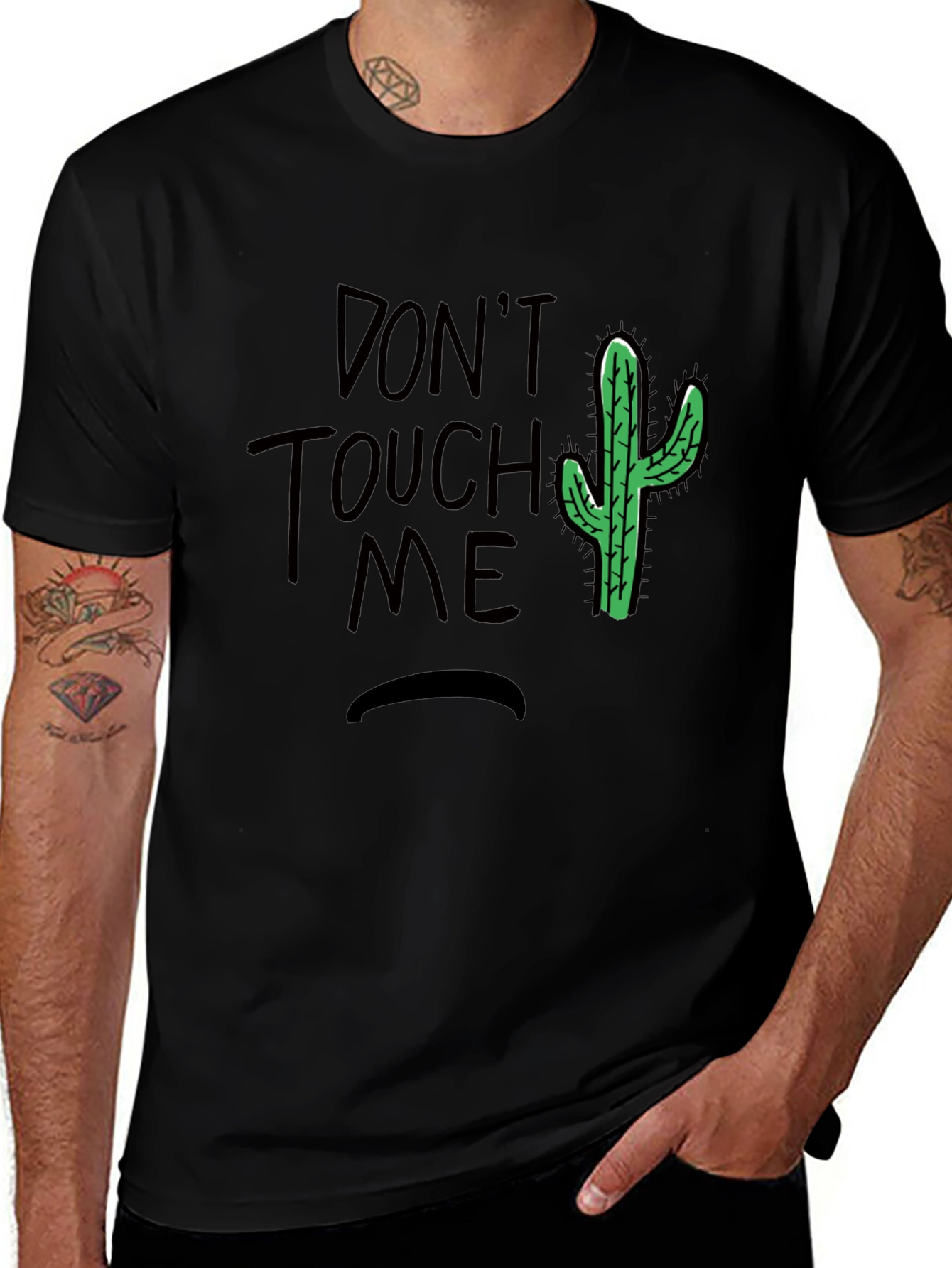 Dont Touch Me Cactus Graphic Tee - Black