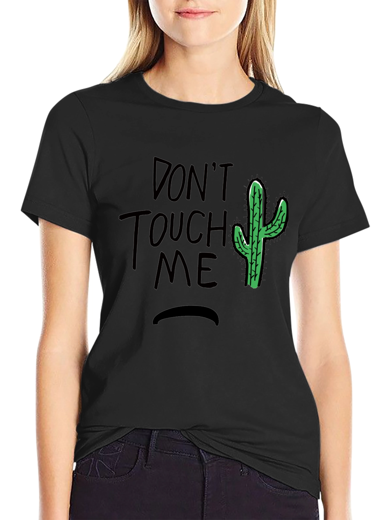 Dont Touch Me Cactus Graphic Tee - Black
