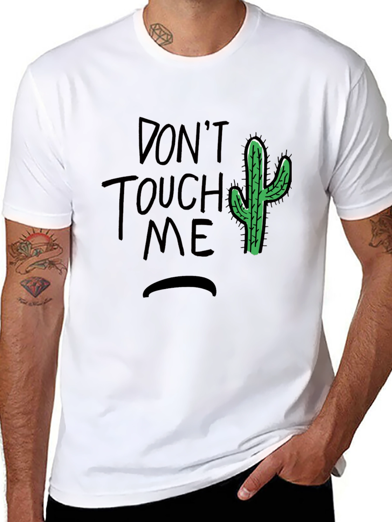 Dont Touch Me Cactus Graphic Tee - Black