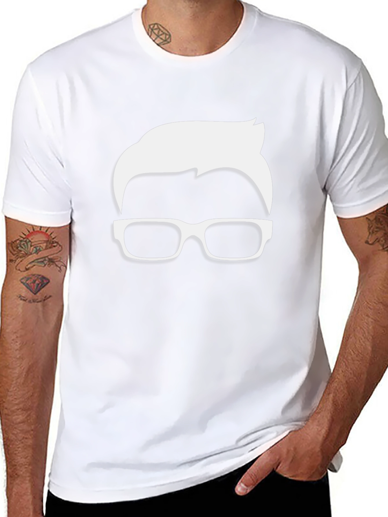 Cool Nerd Glasses & Hairline Black T-Shirt
