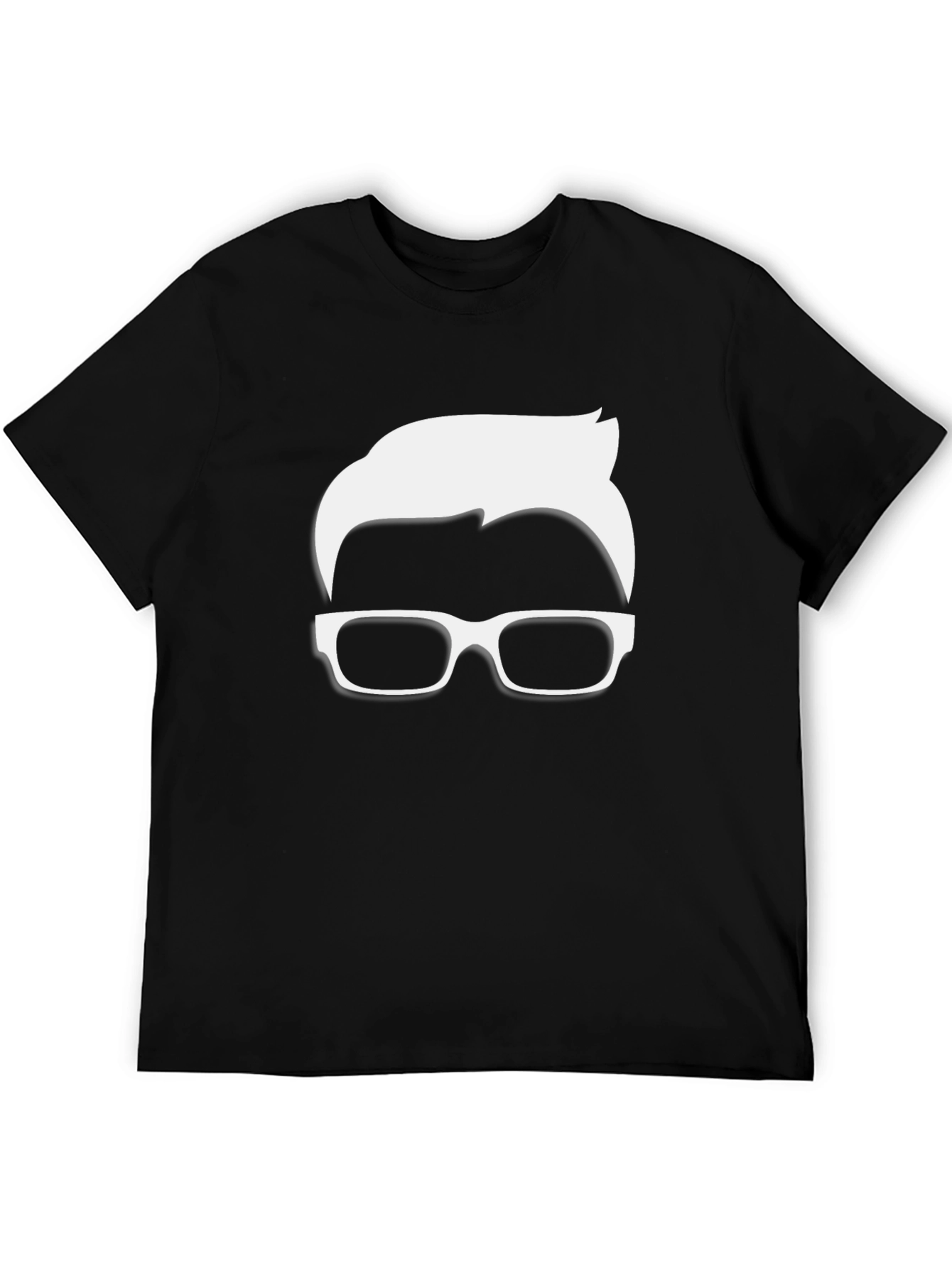Cool Nerd Glasses & Hairline Black T-Shirt
