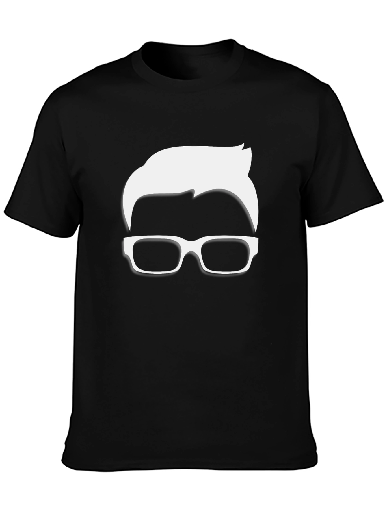 Cool Nerd Glasses & Hairline Black T-Shirt