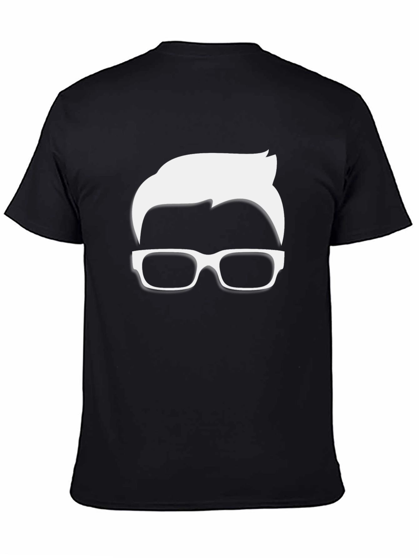 Cool Nerd Glasses & Hairline Black T-Shirt