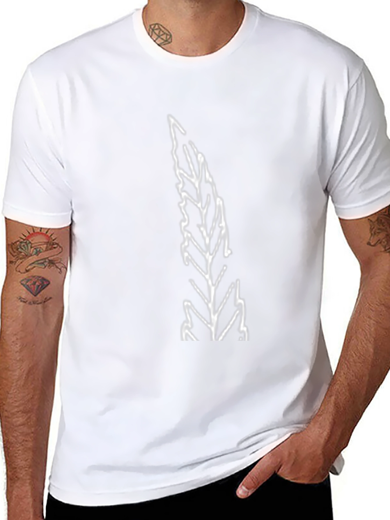 Black Tee with Abstract Leaf Print