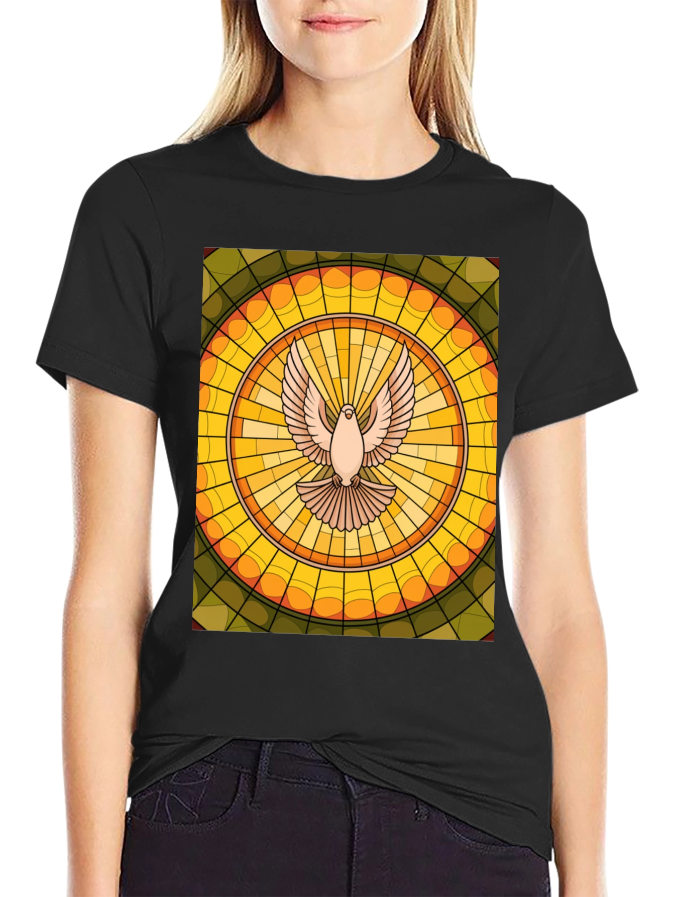 Dove Stained Glass T-Shirt - Unique Graphic Tee