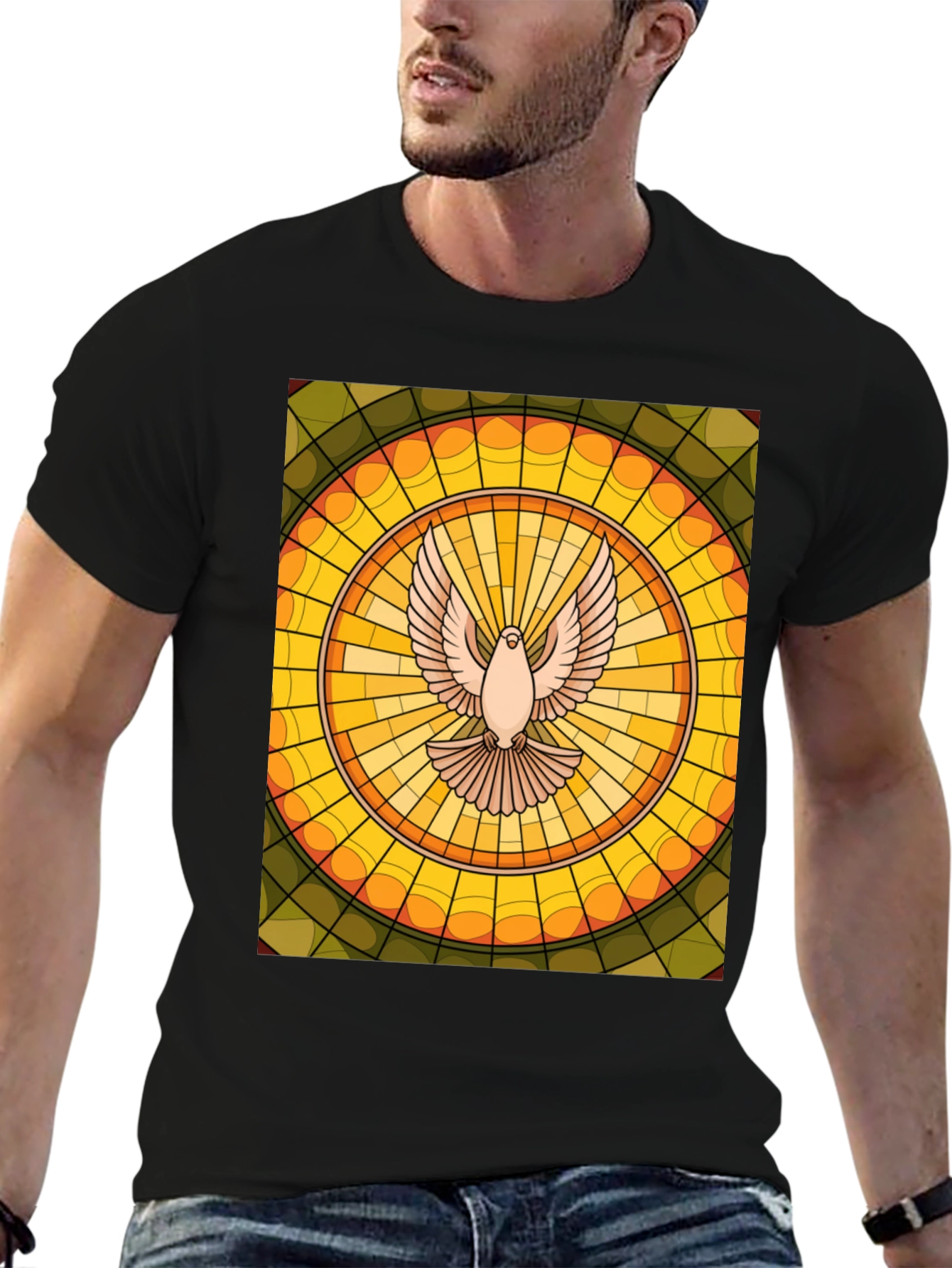 Dove Stained Glass T-Shirt - Unique Graphic Tee