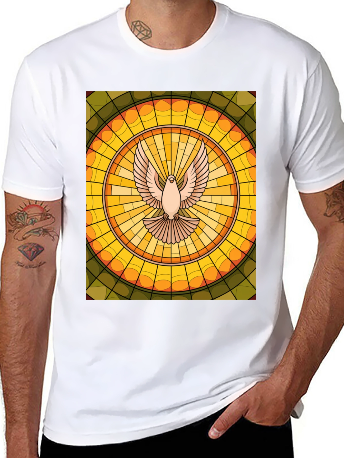 Dove Stained Glass T-Shirt - Unique Graphic Tee