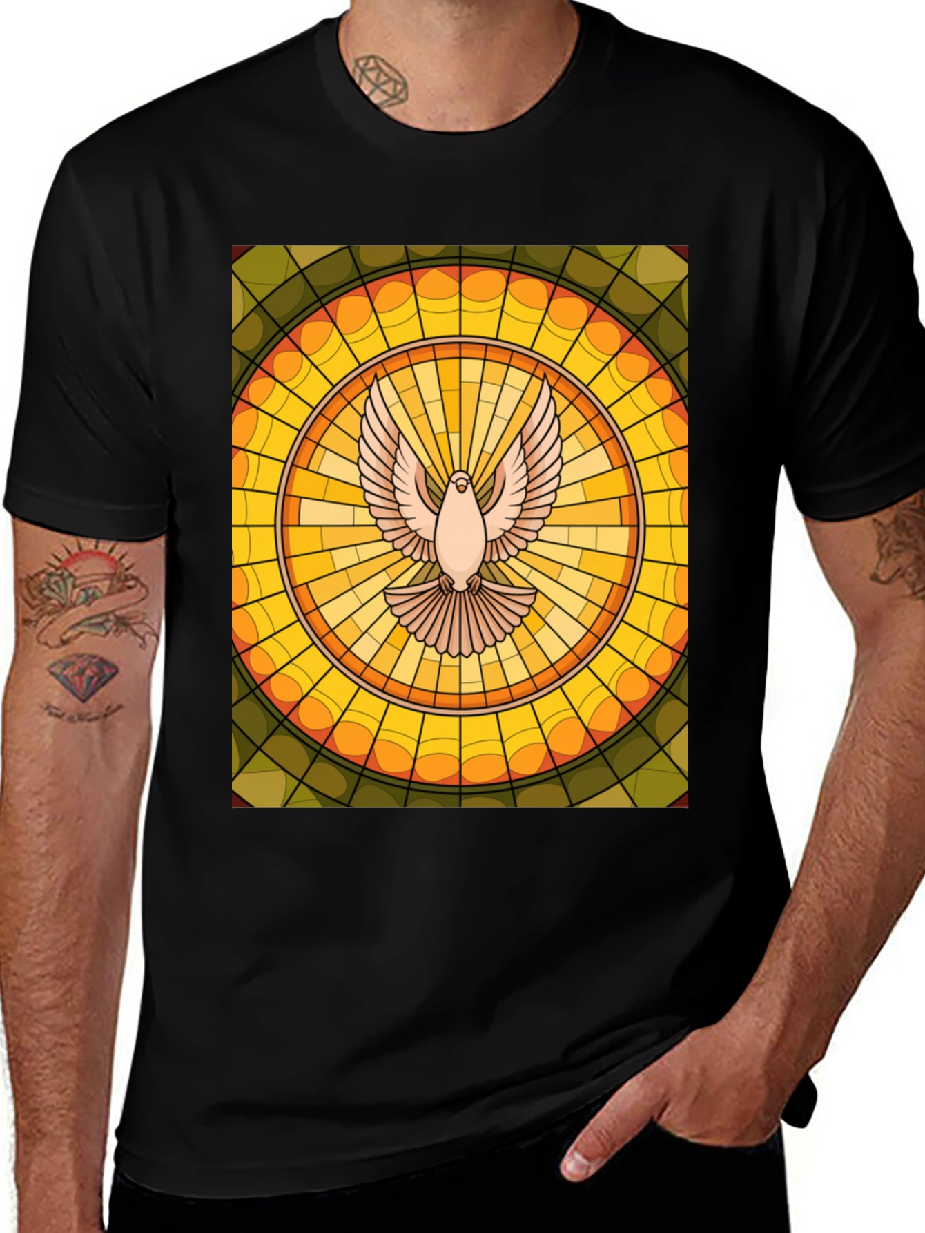 Dove Stained Glass T-Shirt - Unique Graphic Tee