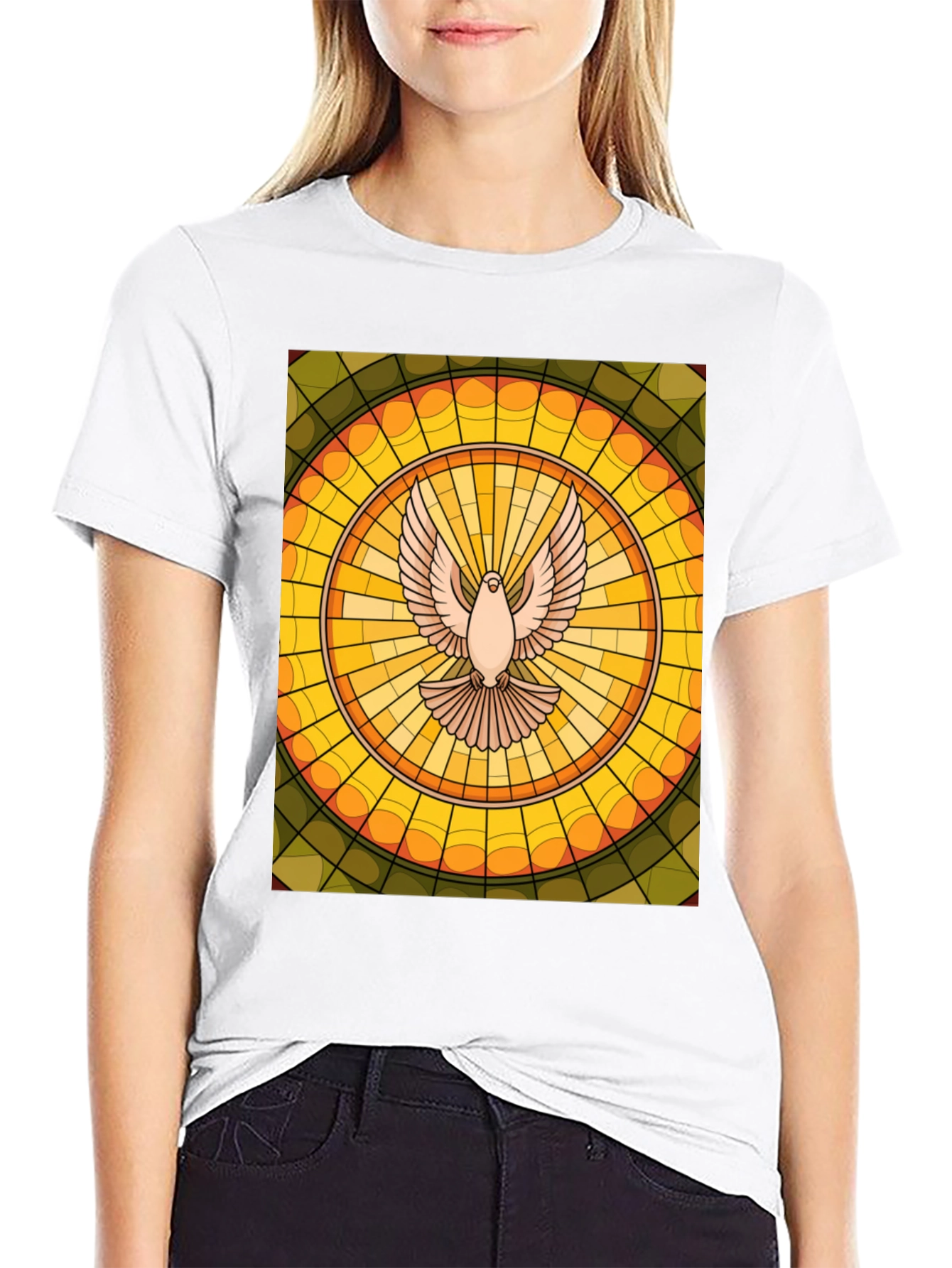 Dove Stained Glass T-Shirt - Unique Graphic Tee