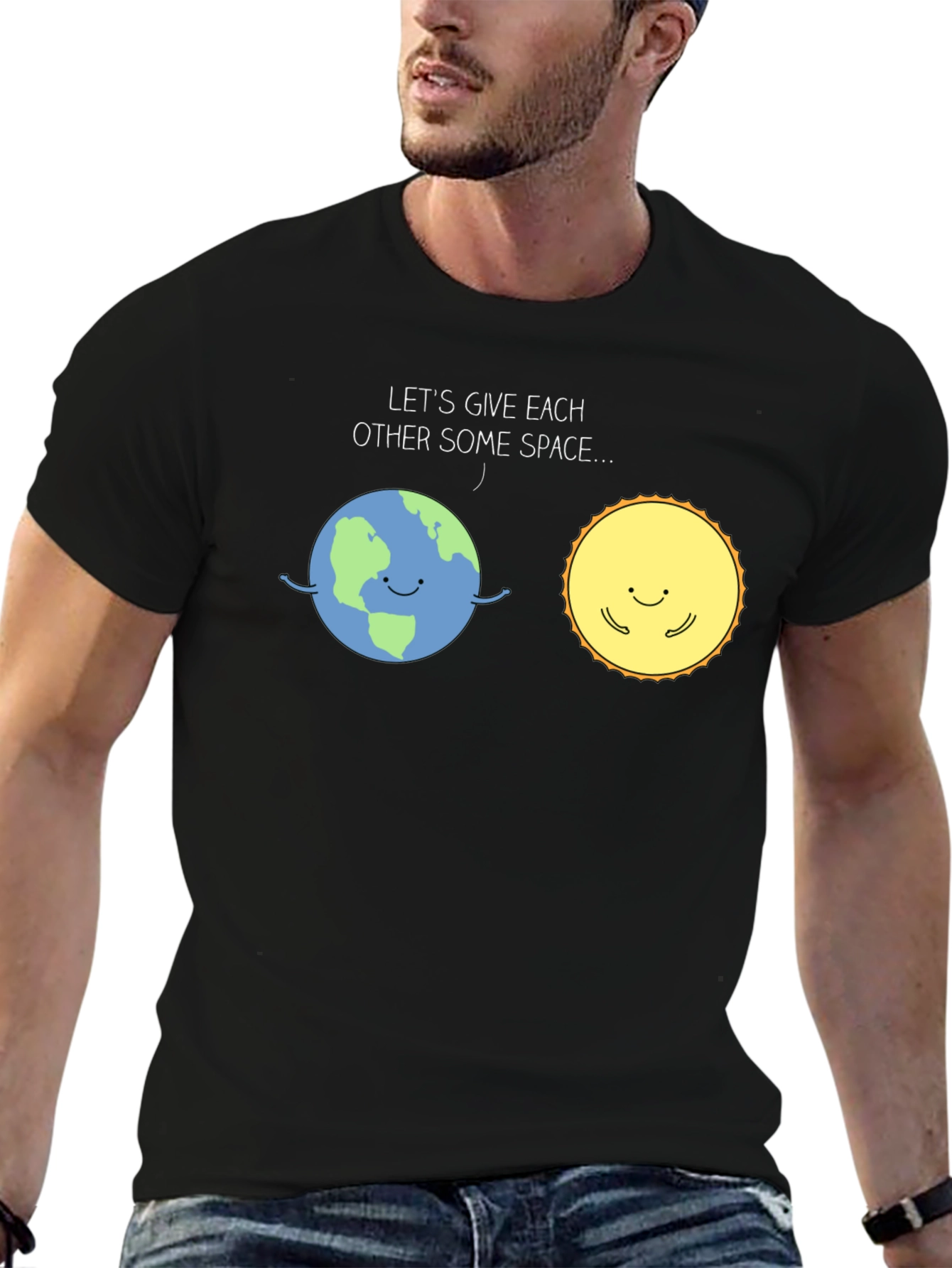 Earth & Sun Space T-Shirt - Cute Graphic Tee