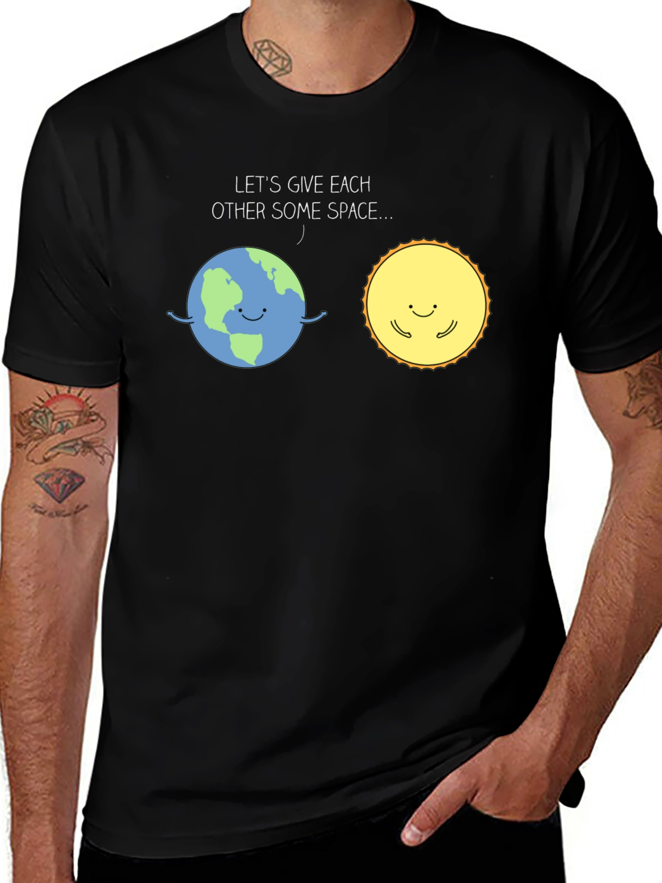 Earth & Sun Space T-Shirt - Cute Graphic Tee