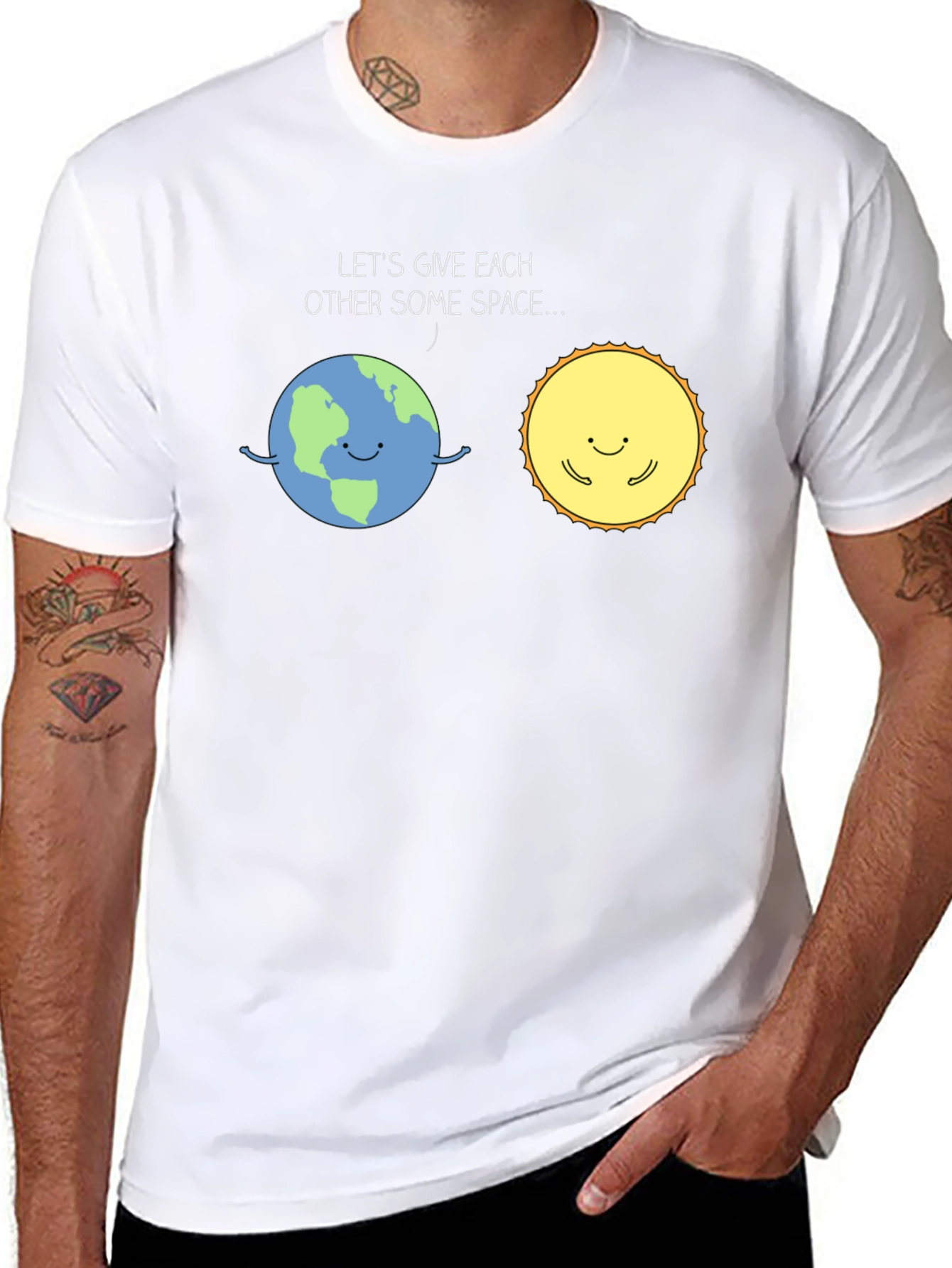 Earth & Sun Space T-Shirt - Cute Graphic Tee