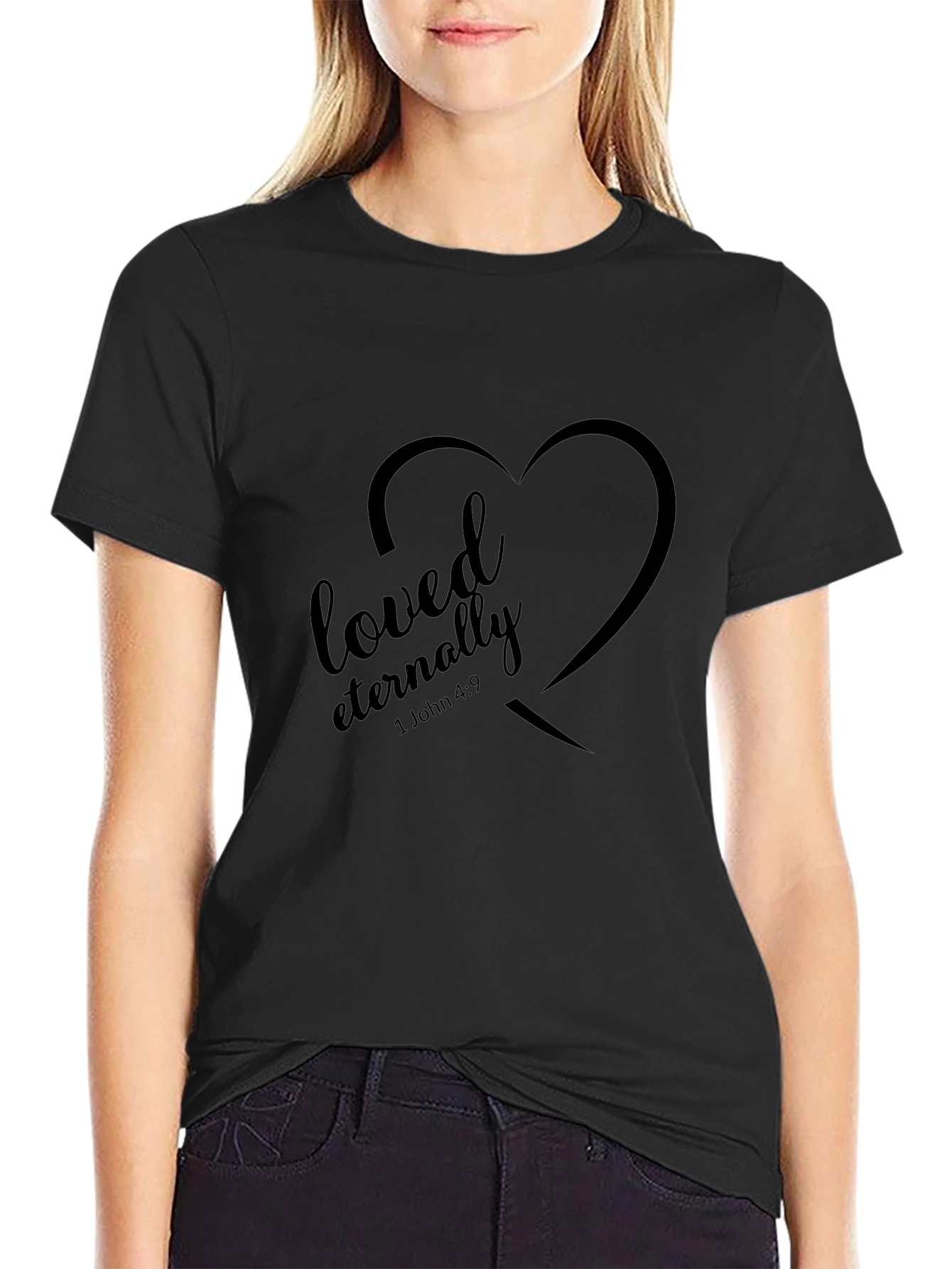 Loved Eternally Black Christian T-Shirt