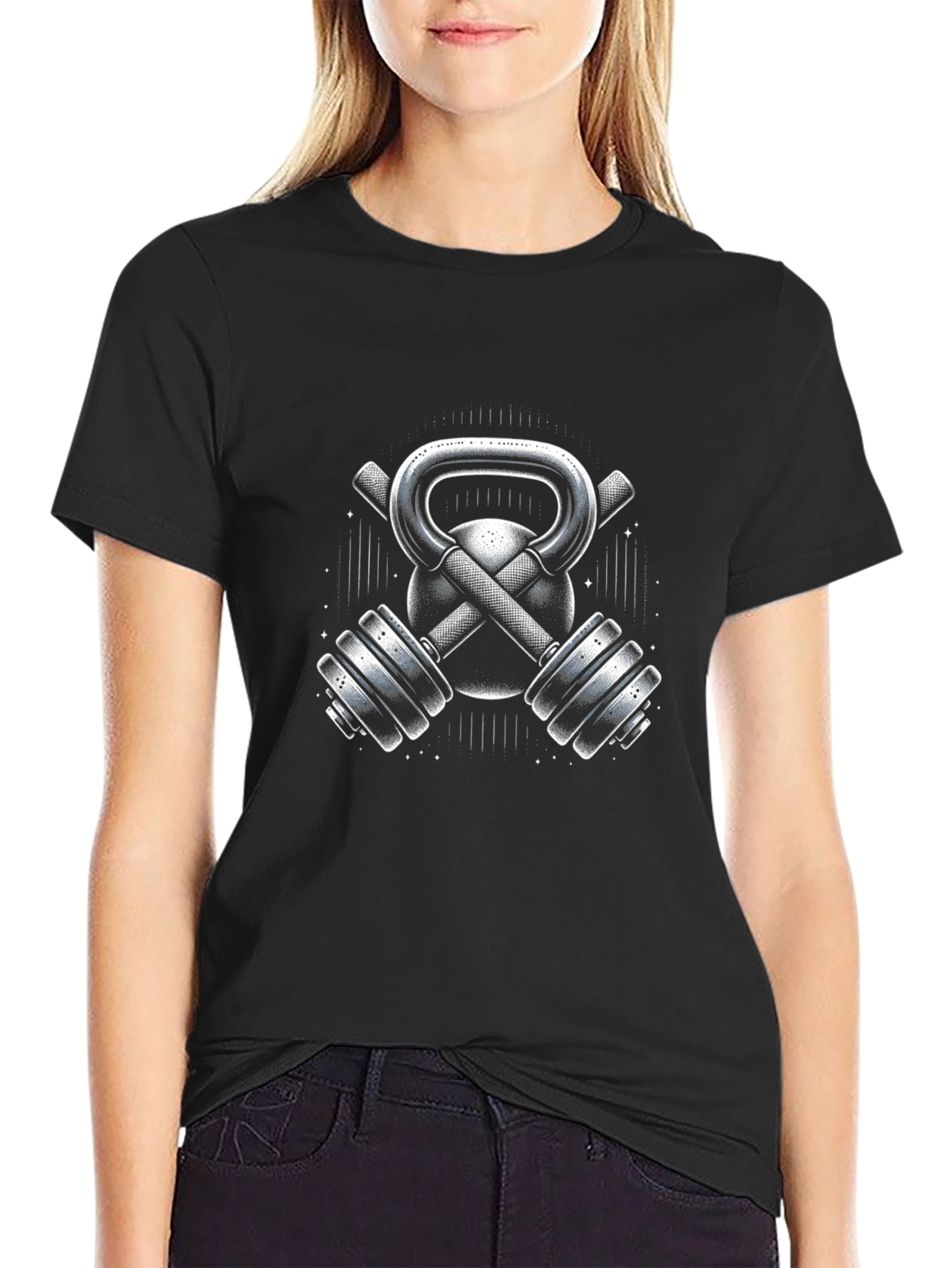 Fitness Gym Kettlebell & Dumbbell Graphic T-Shirt
