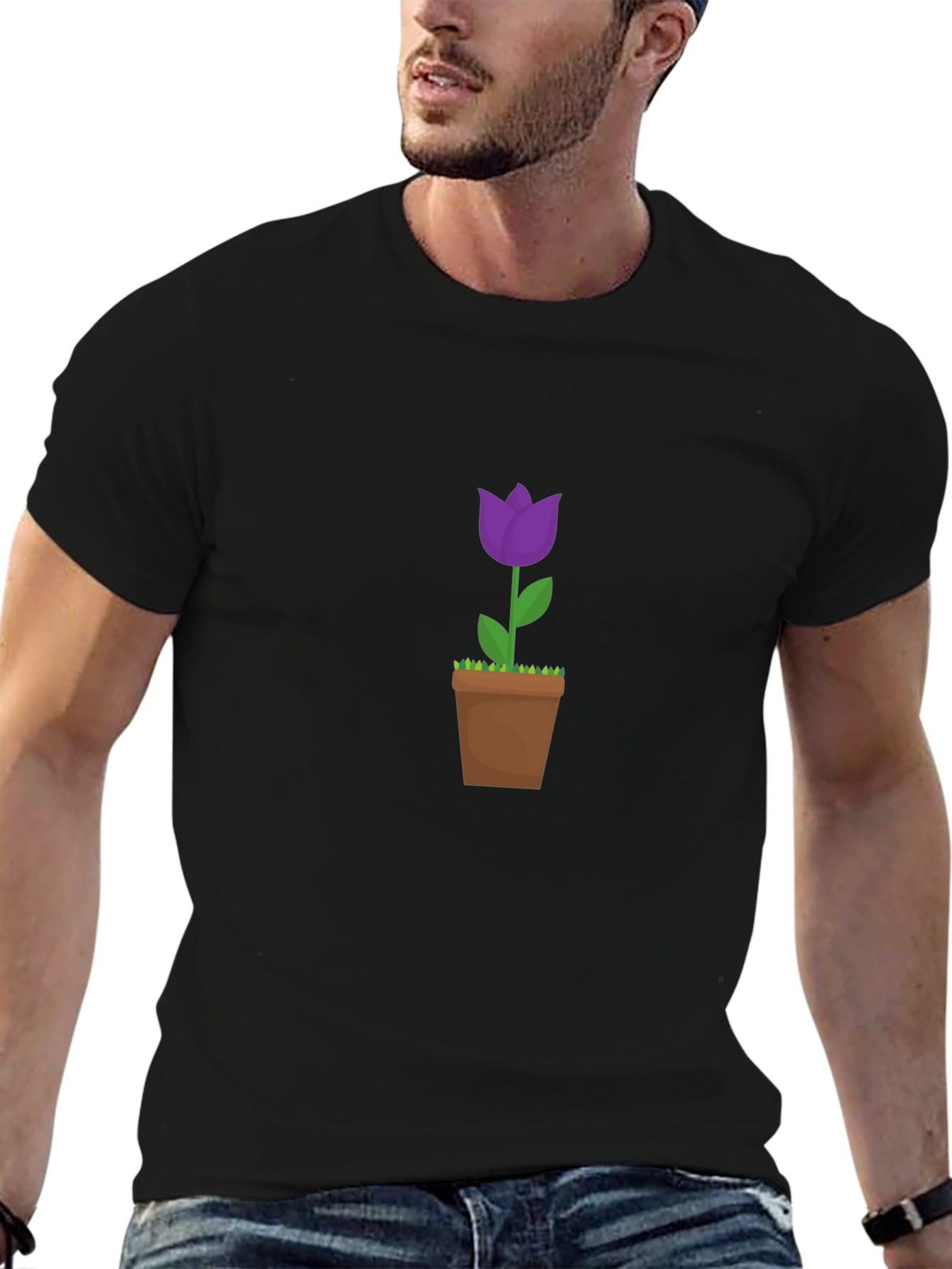 Tulip in Pot Graphic Tee - Black