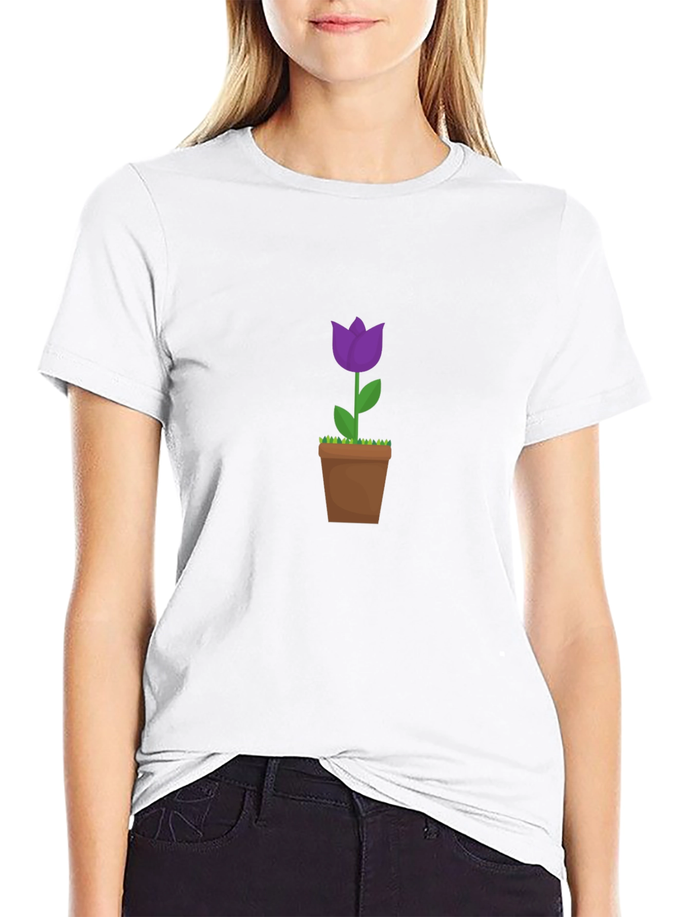 Tulip in Pot Graphic Tee - Black