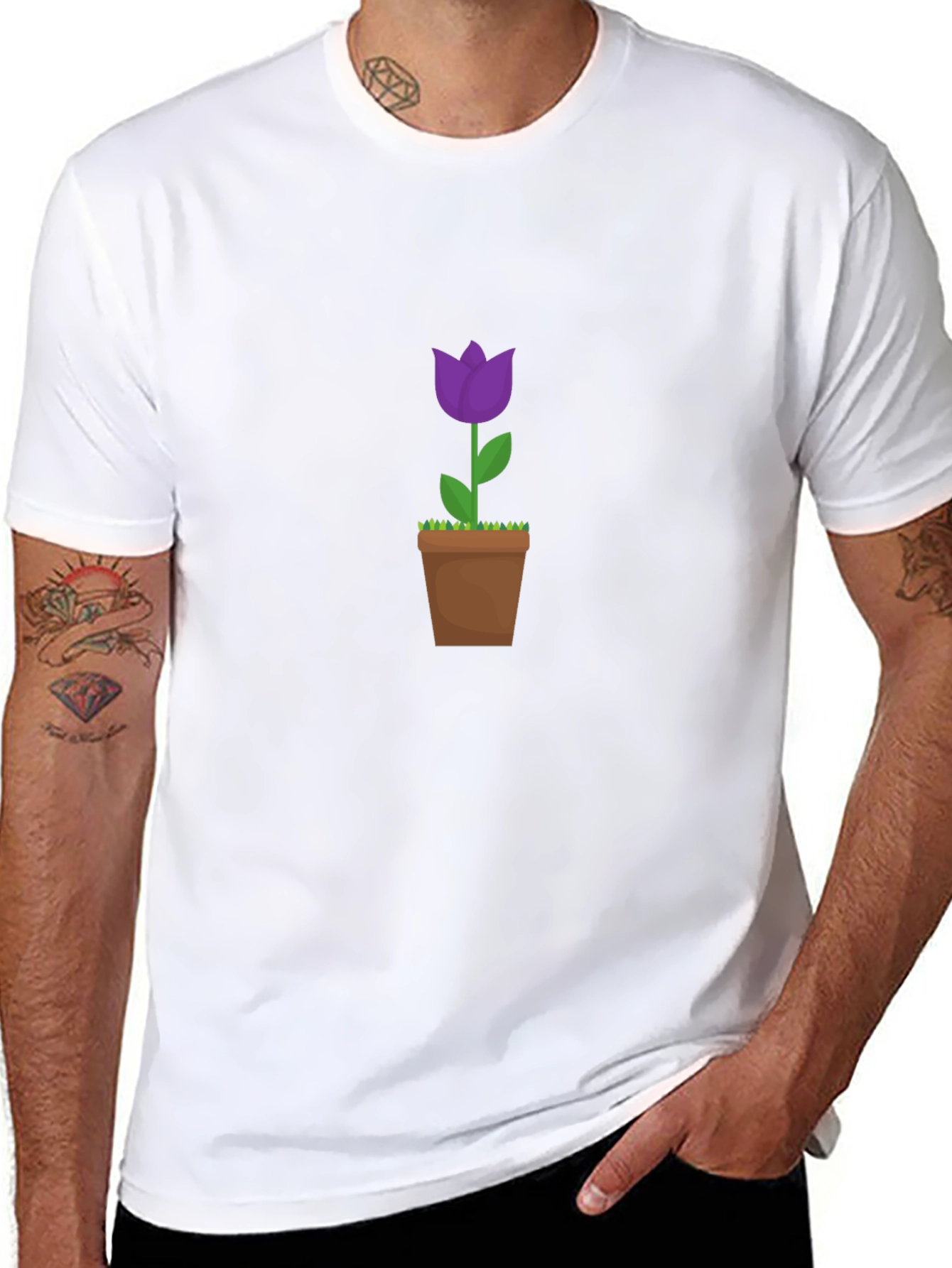 Tulip in Pot Graphic Tee - Black