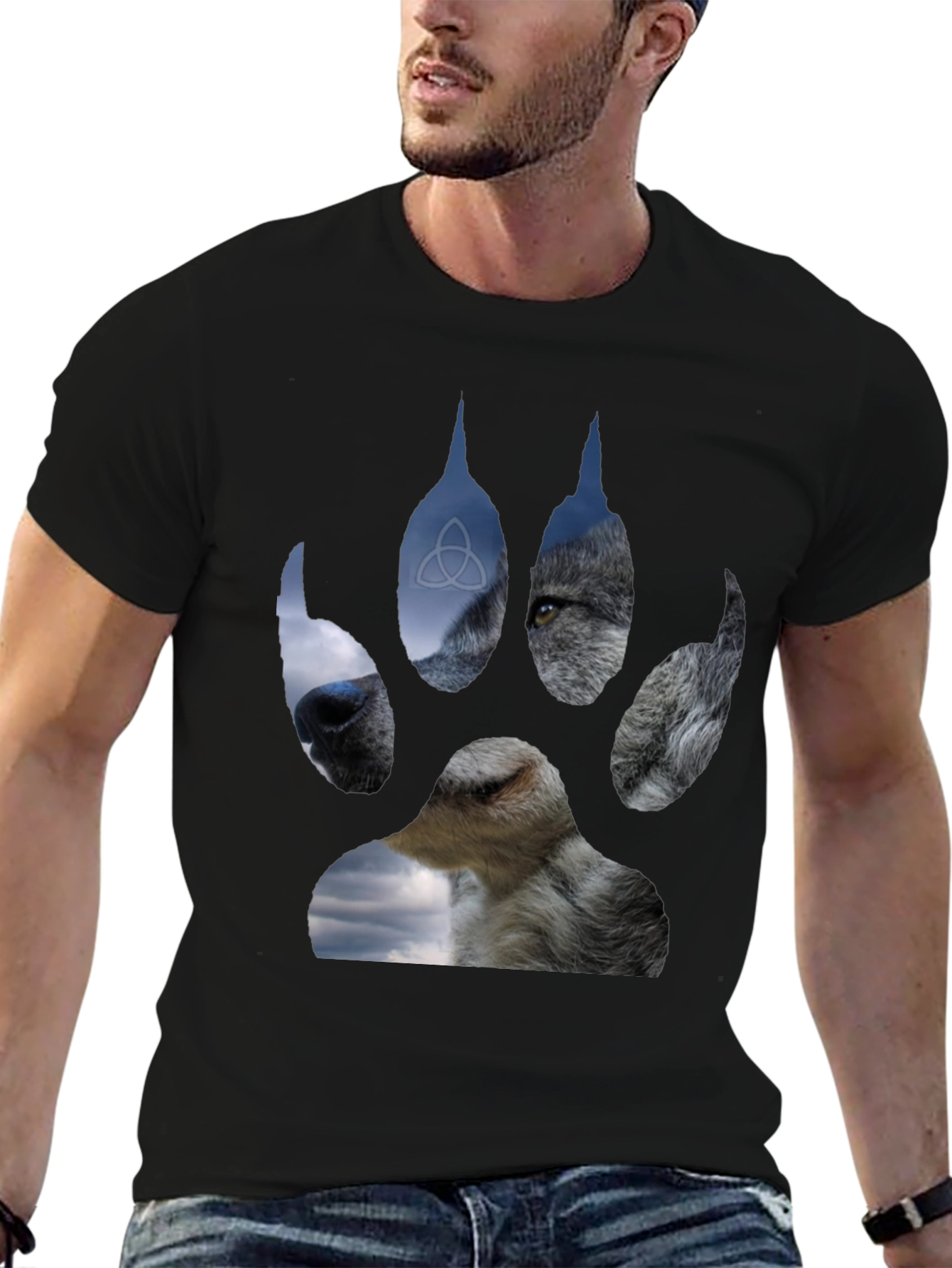Wolf Paw Print Graphic T-Shirt