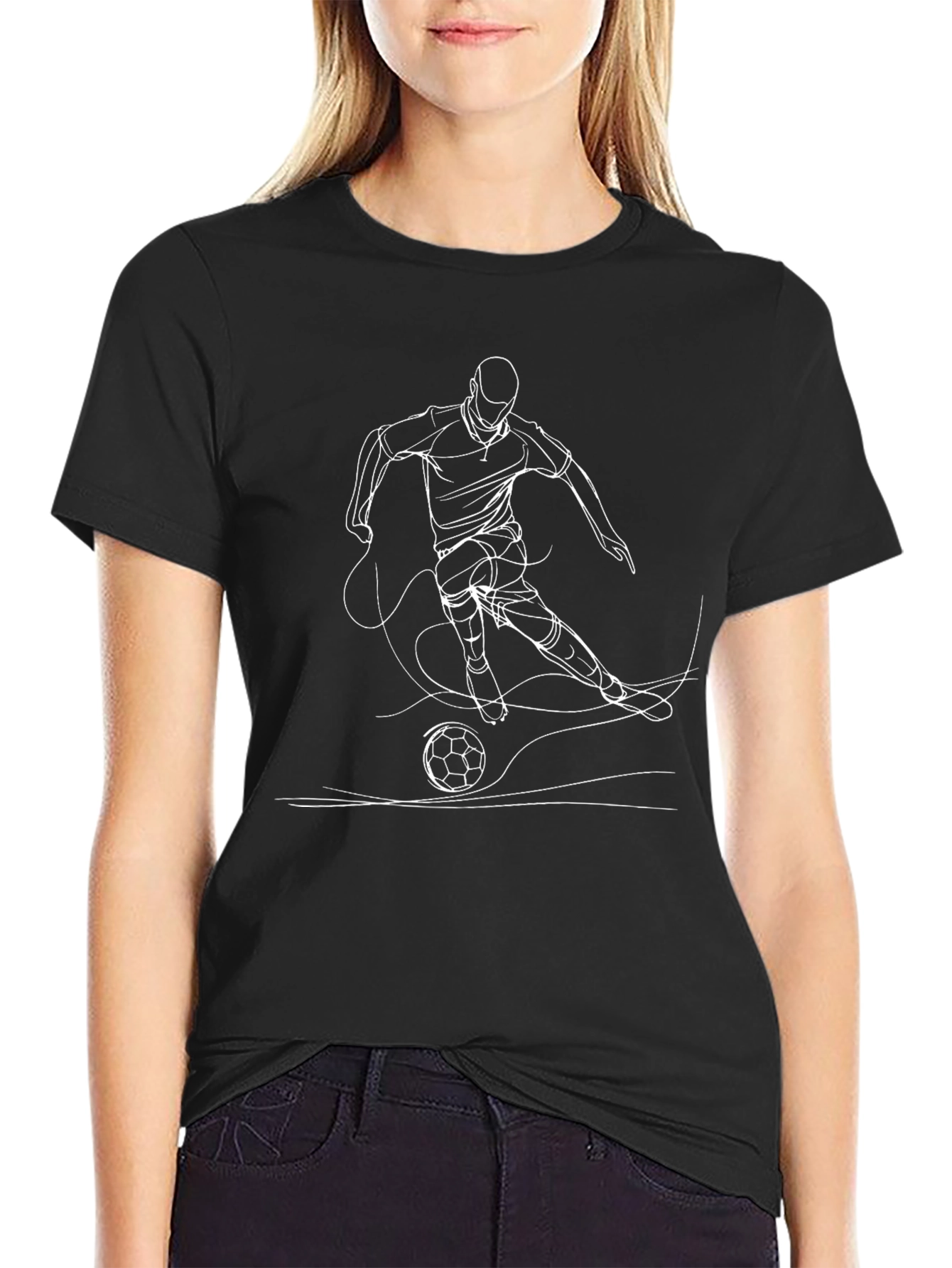 Soccer Player Graphic Black T-Shirt