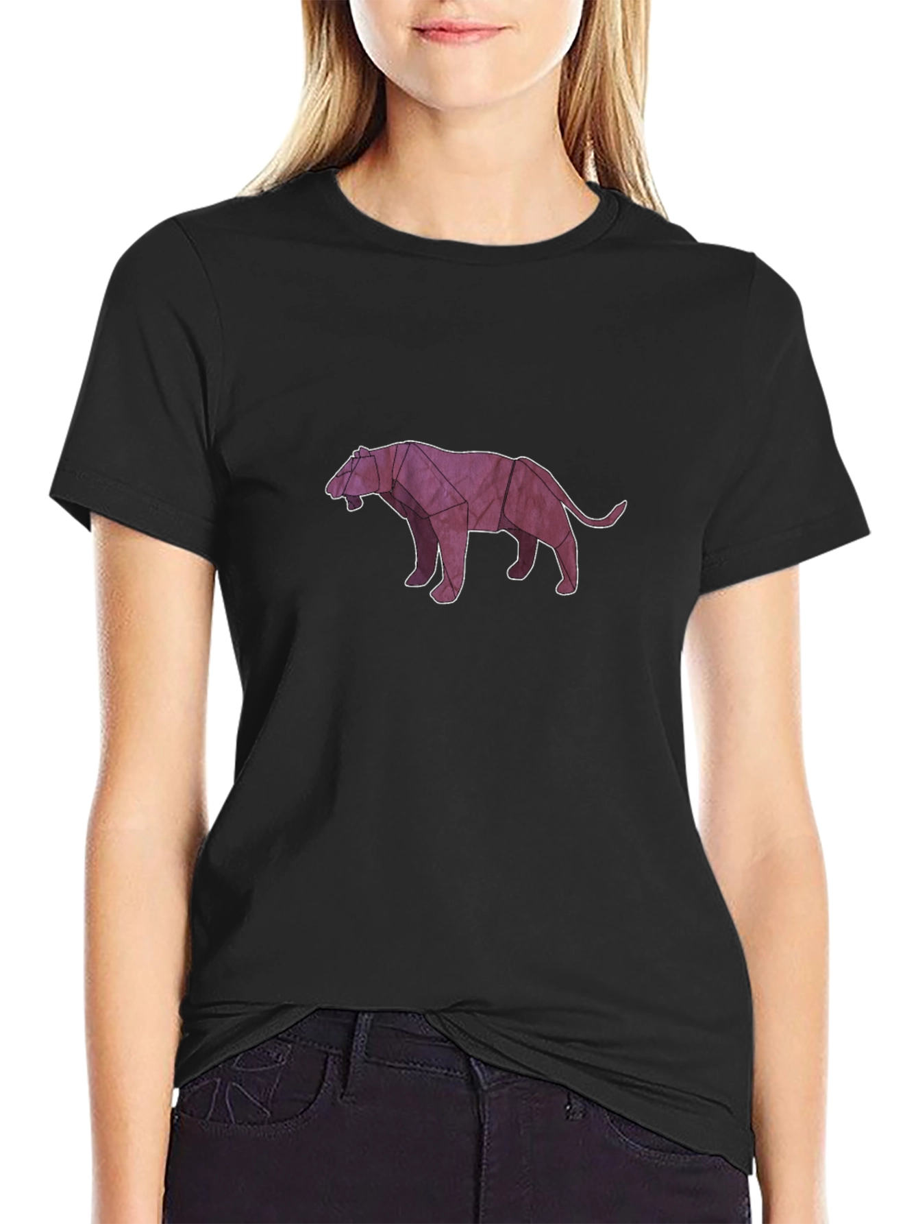 Geometric Panther T-Shirt - Sleek Black Tee