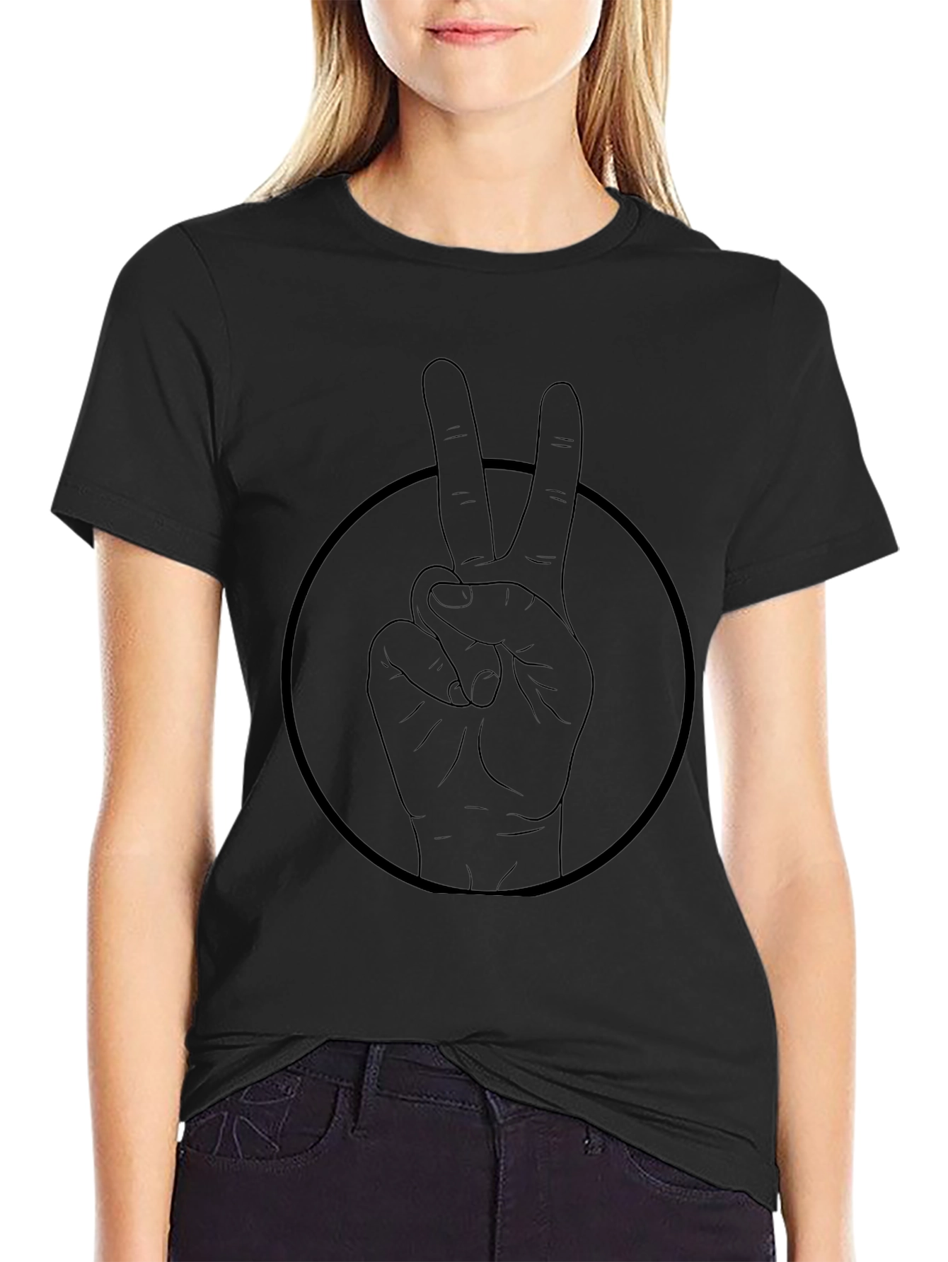 Peace Sign Graphic Black T-Shirt - Unisex
