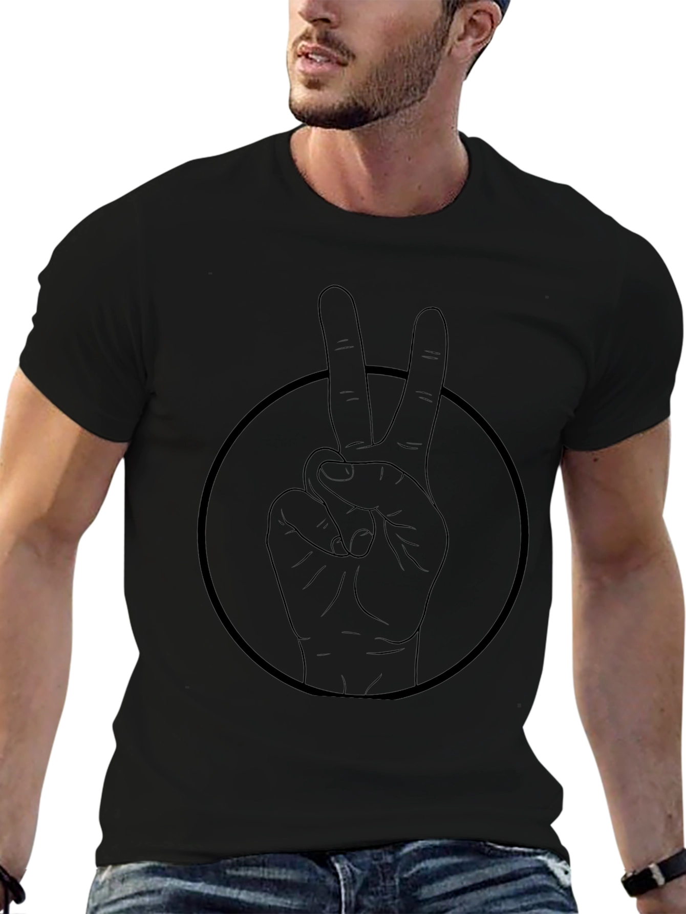Peace Sign Graphic Black T-Shirt - Unisex