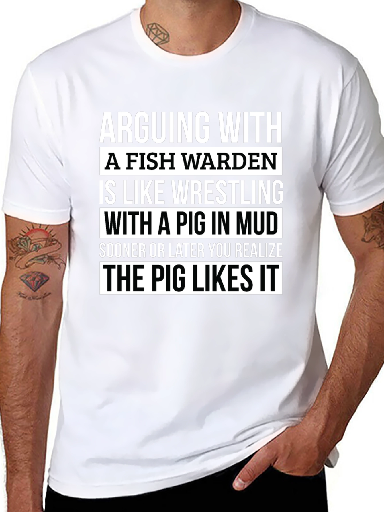 Fish Warden Pig Mud Wrestling T-Shirt