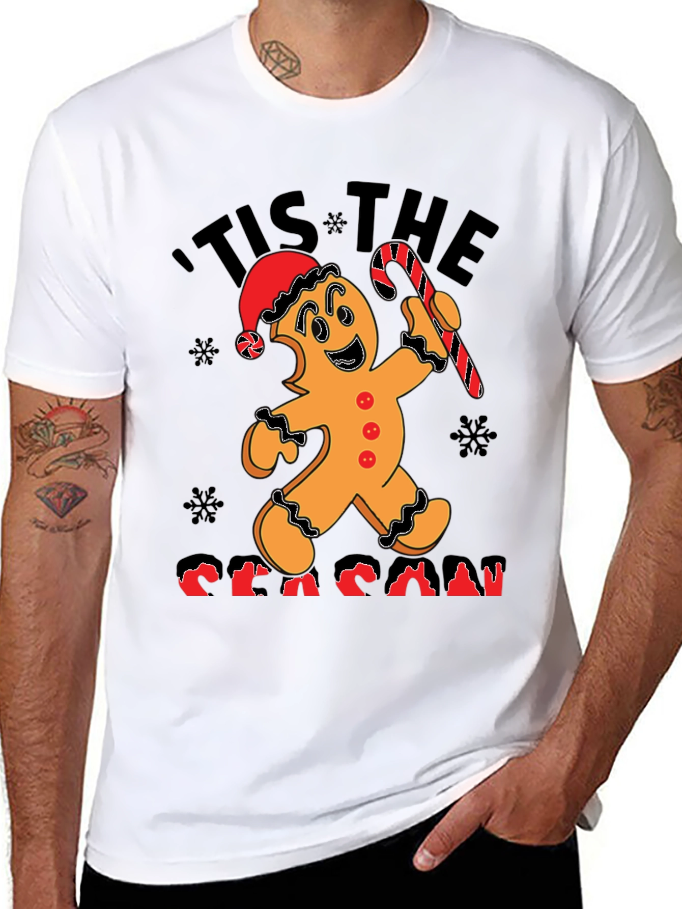 Festive Tis the Season Gingerbread Christmas T-Shirt