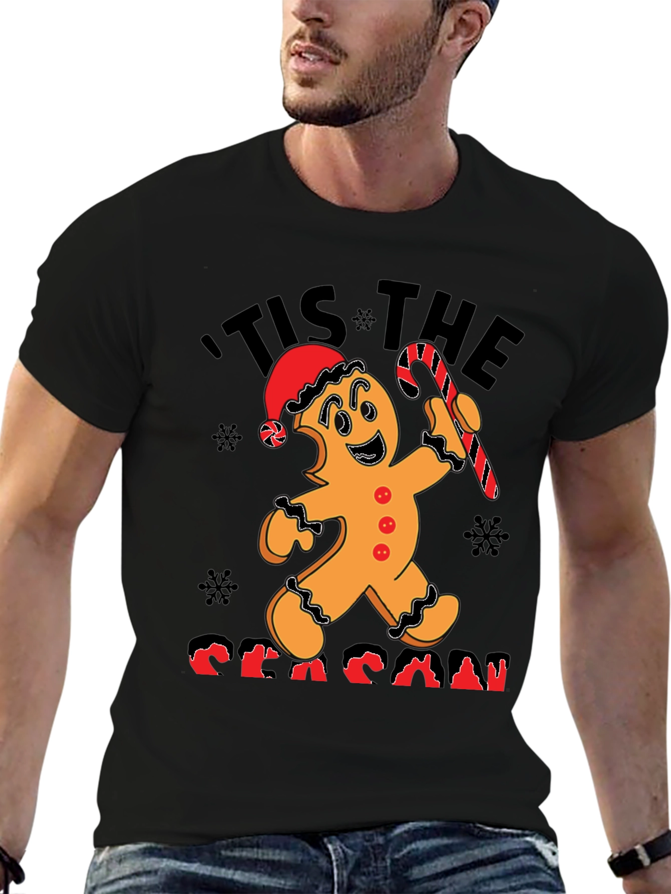 Festive Tis the Season Gingerbread Christmas T-Shirt