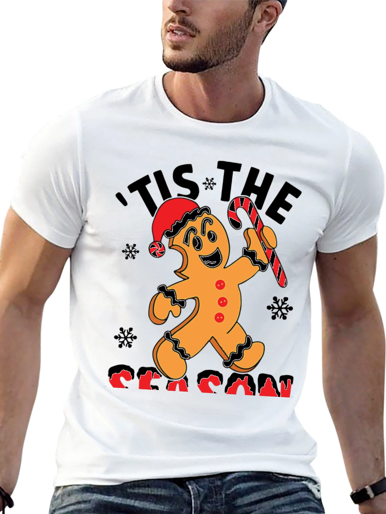 Festive Tis the Season Gingerbread Christmas T-Shirt