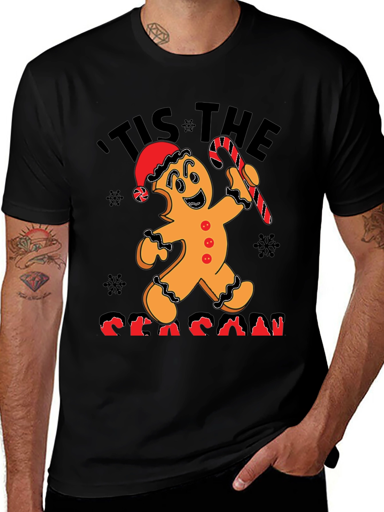 Festive Tis the Season Gingerbread Christmas T-Shirt