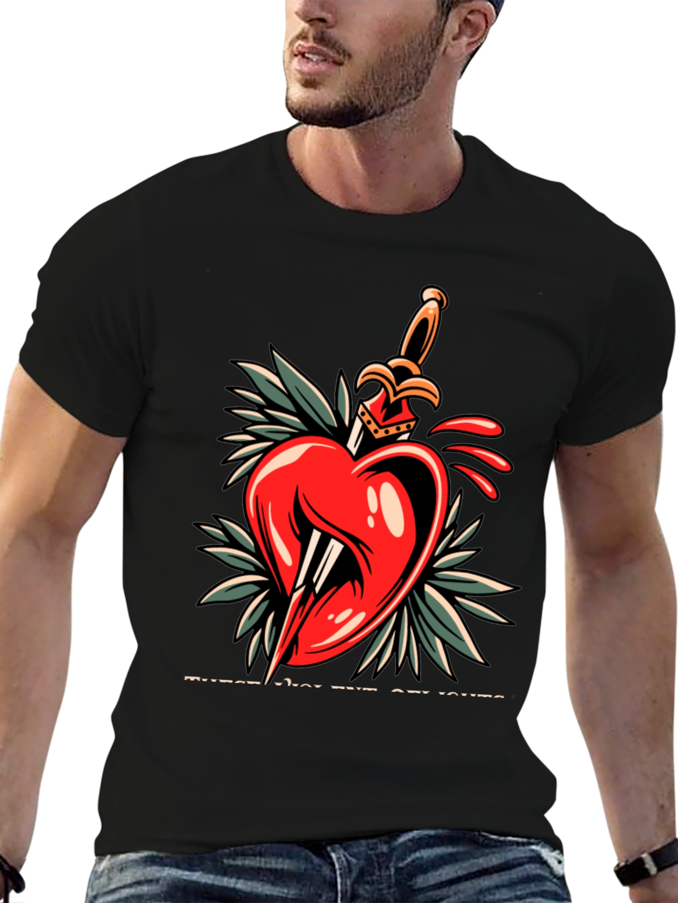 Heart & Dagger Graphic Tee - Edgy Streetwear Style