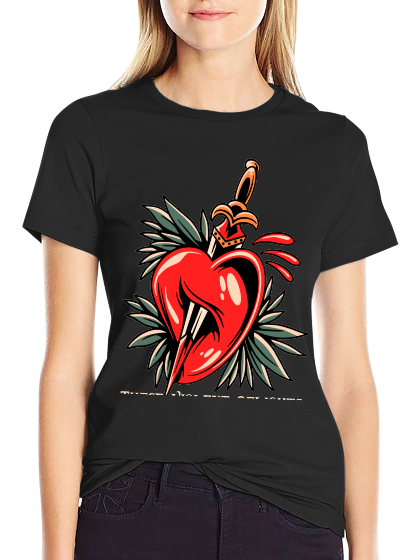 Heart & Dagger Graphic Tee - Edgy Streetwear Style