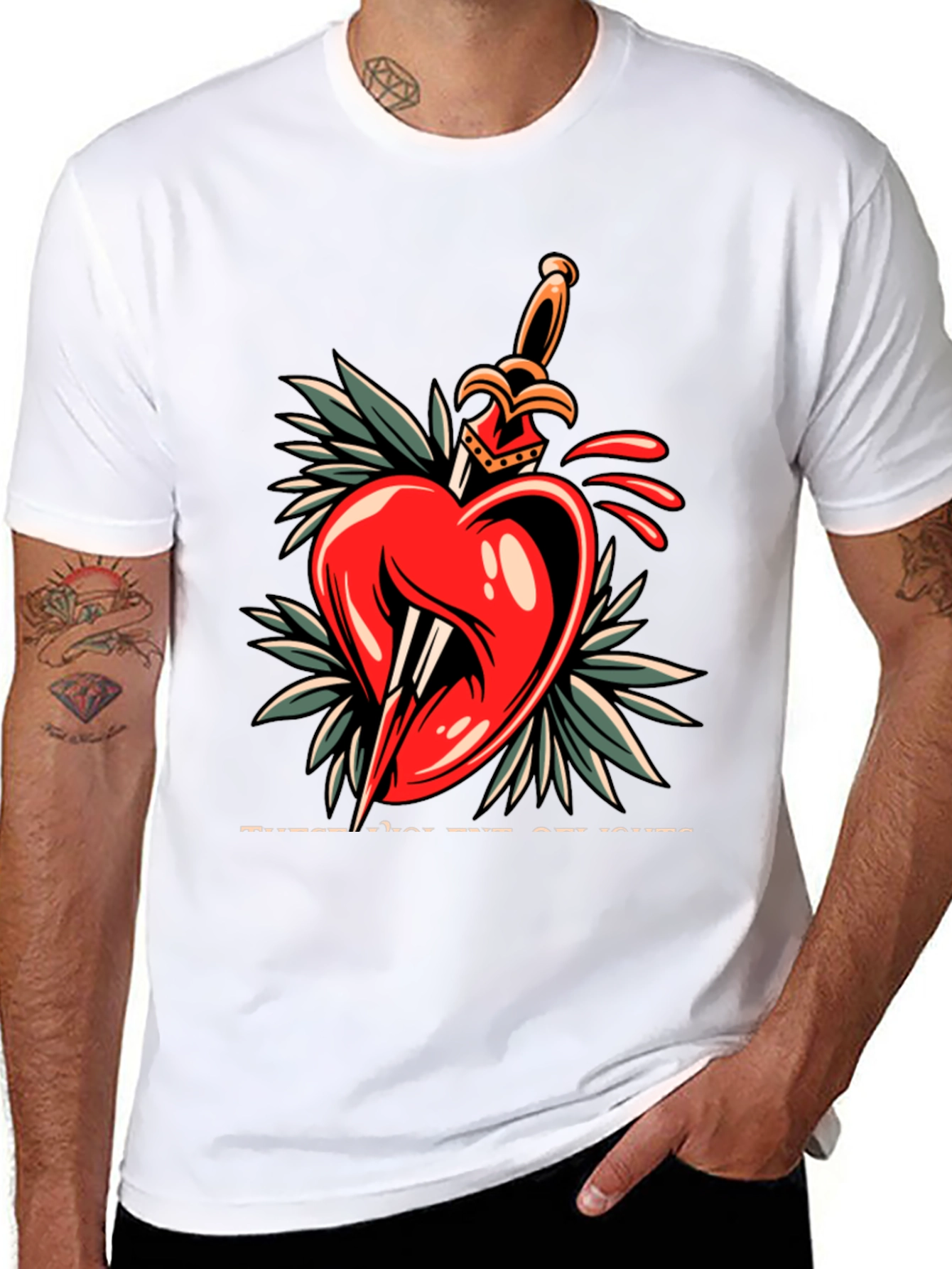 Heart & Dagger Graphic Tee - Edgy Streetwear Style