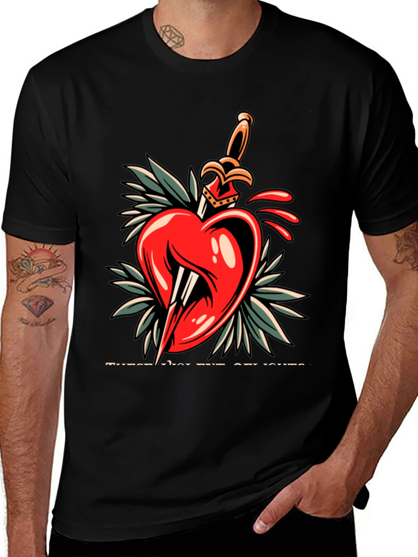 Heart & Dagger Graphic Tee - Edgy Streetwear Style