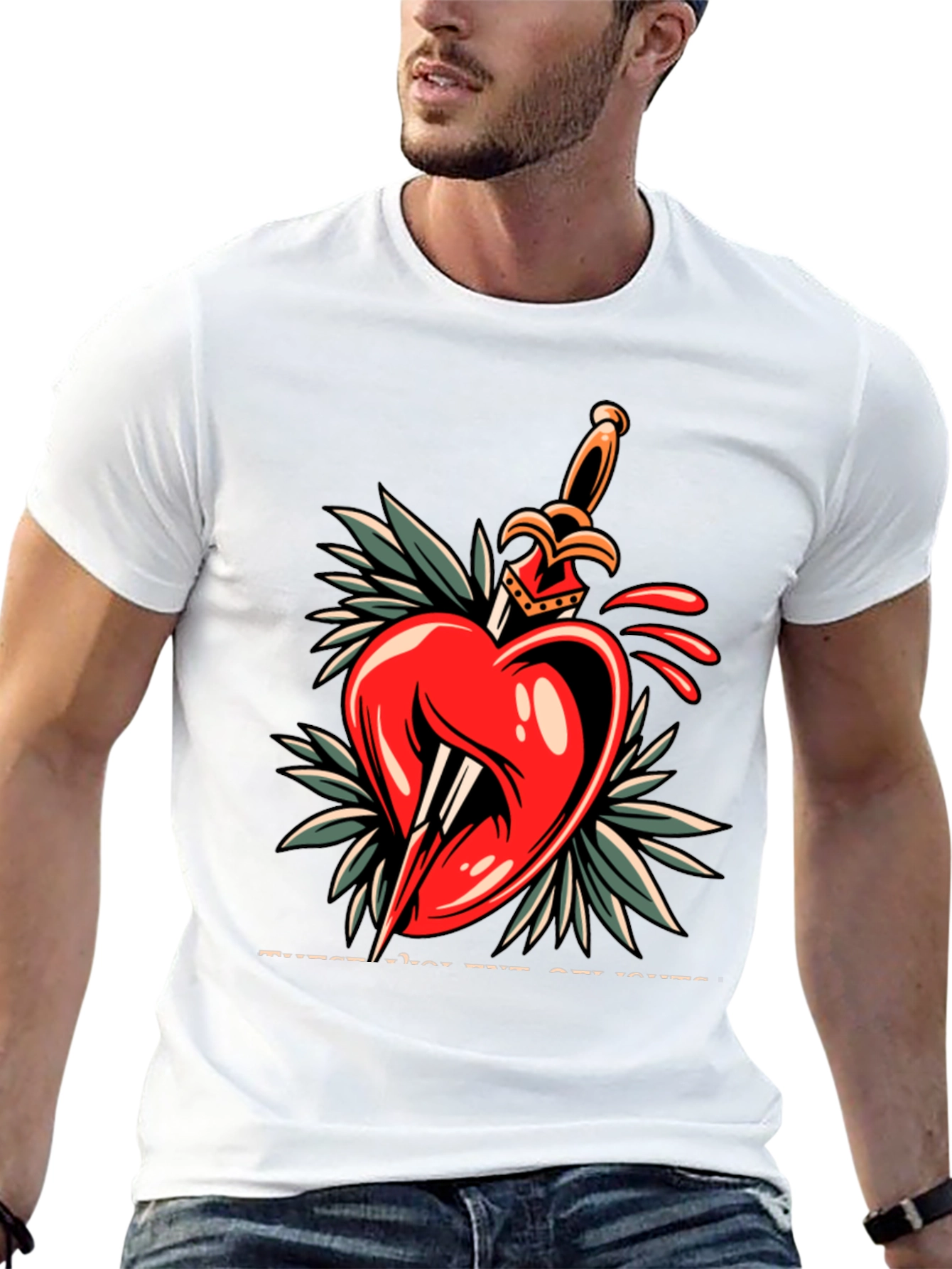 Heart & Dagger Graphic Tee - Edgy Streetwear Style